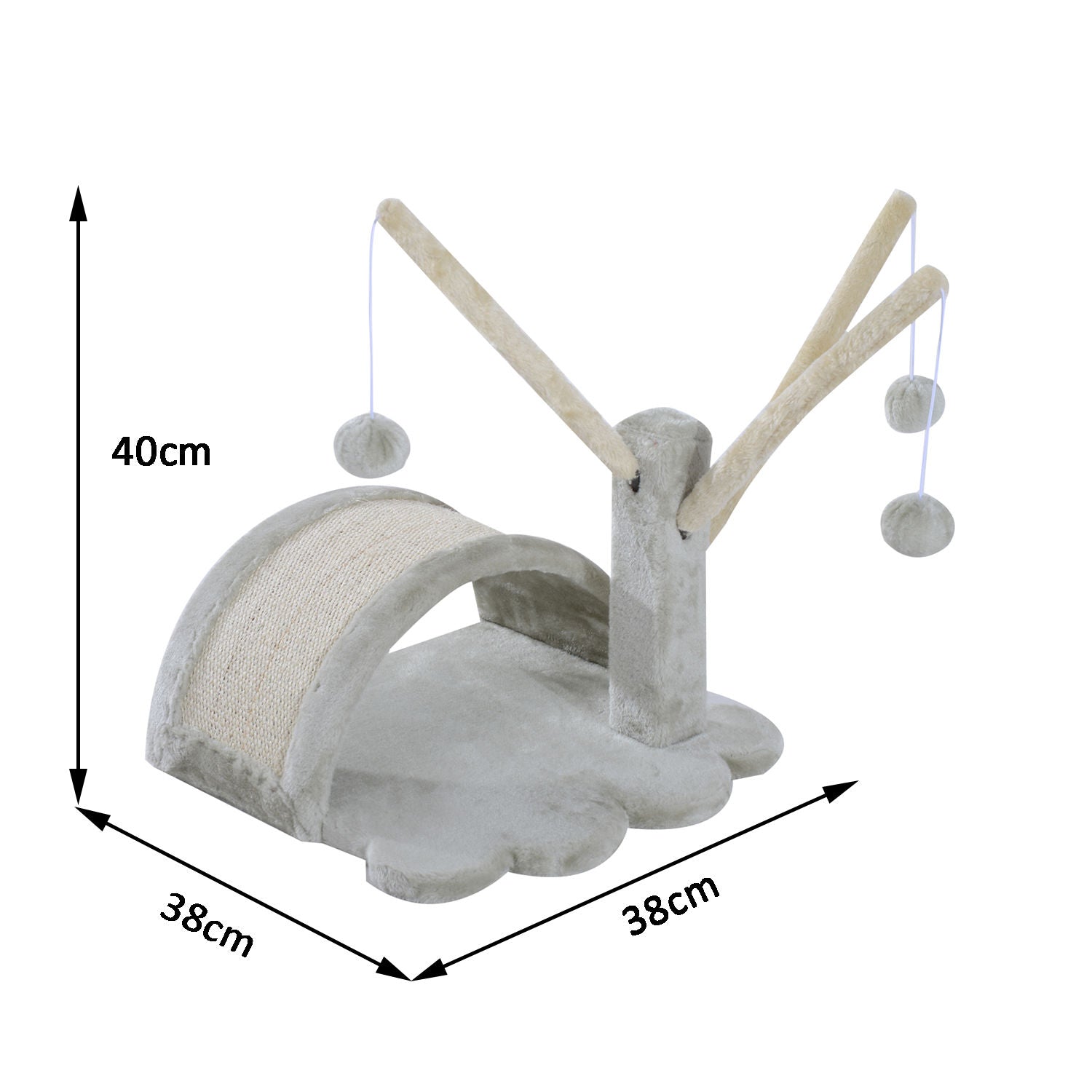 40cm Cat Scratching Post Small Cat Tower with Cave, 2 Play Balls, Scratching Mat, Cat Scratching Tree, Climbing Tree, for Small & Large Cats, Light Gray