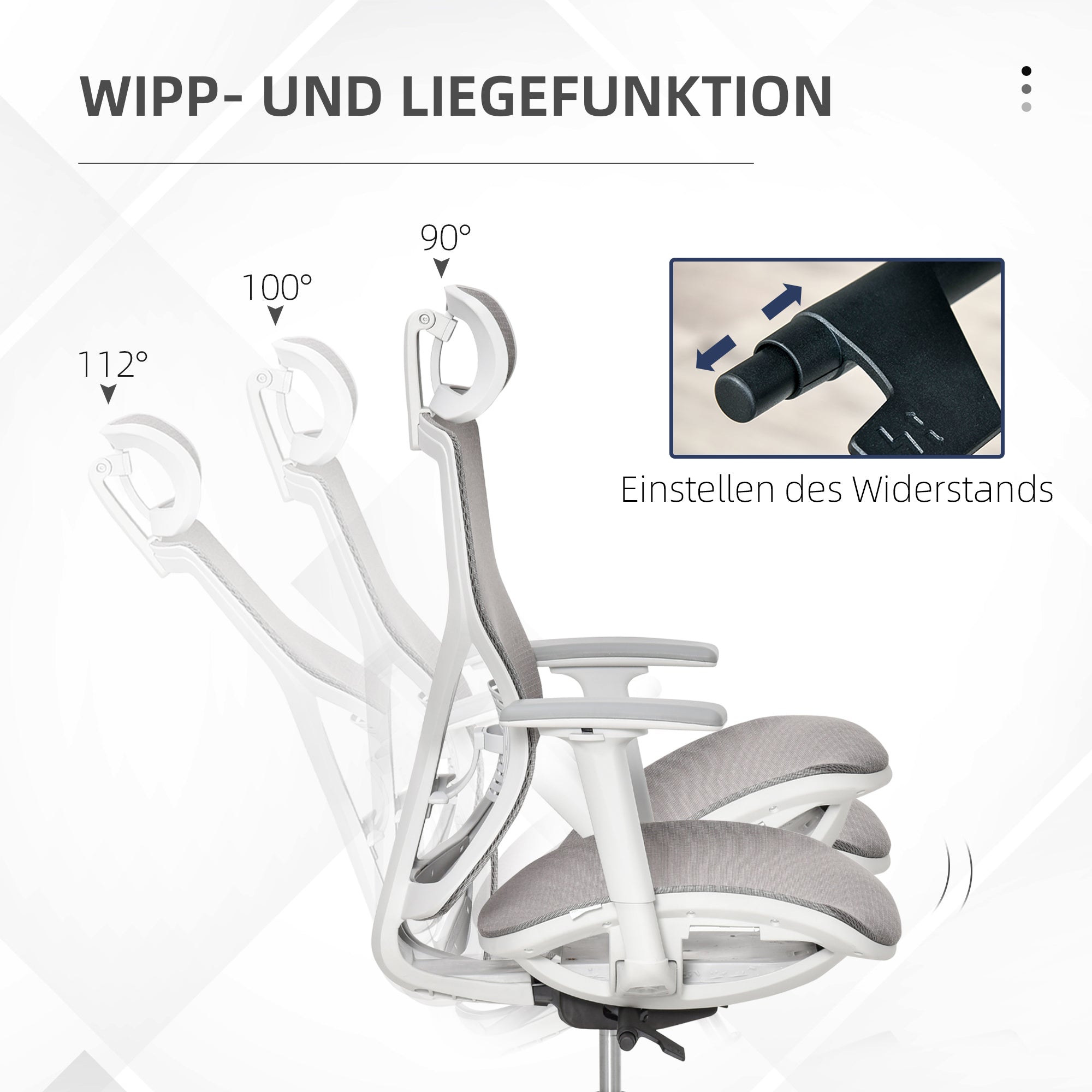 Office Chair Desk Chair Gaming Chair with Headrest Lumbar Pillow 3D Armrest 3 Levels 360° Swivel Wheels Height Adjustable Ergonomic Mesh Fabric Foam Grey 67 x 65 x 120-128 cm