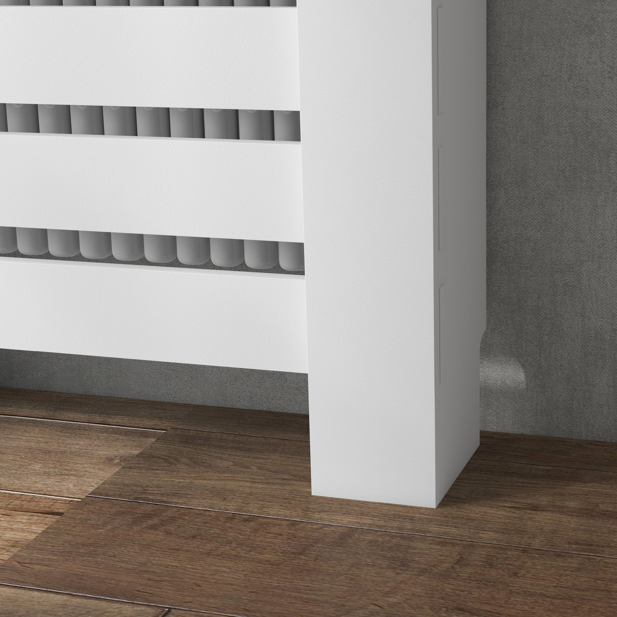 Radiator Cover, Radiator Cabinet, Horizontal Slatted Grill, with Drawer, for Living Room, Bedroom, Hallway, Wood, 78 x 19 x 95.5 cm, White