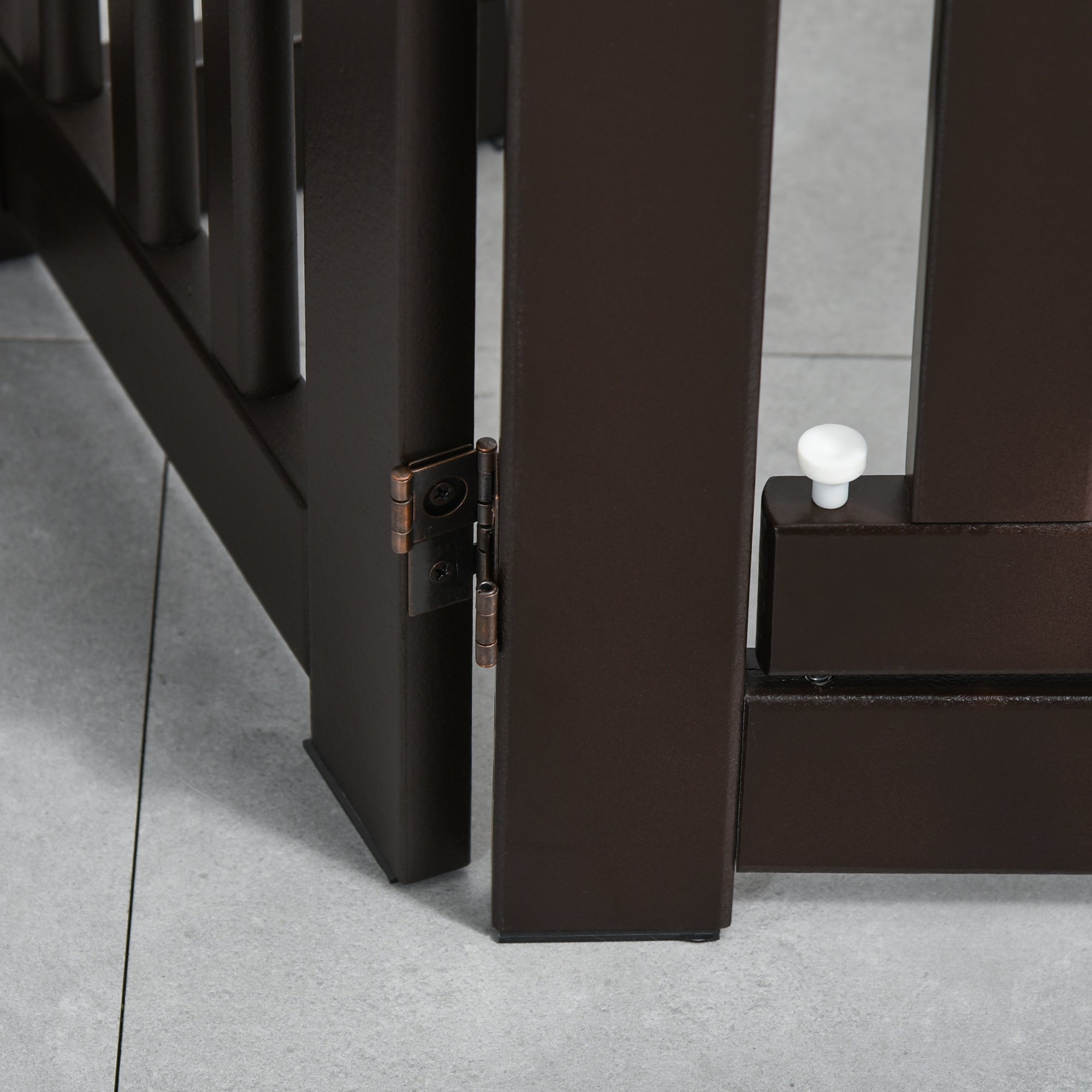 Wooden Barrier Gate Freestanding Pet Gate for Dogs Door Guard Adjustable Dog Gate Stair Gate with Feet Foldable Fireplace Gate for Stove Dark Brown 155 x 1.5 x 76 cm