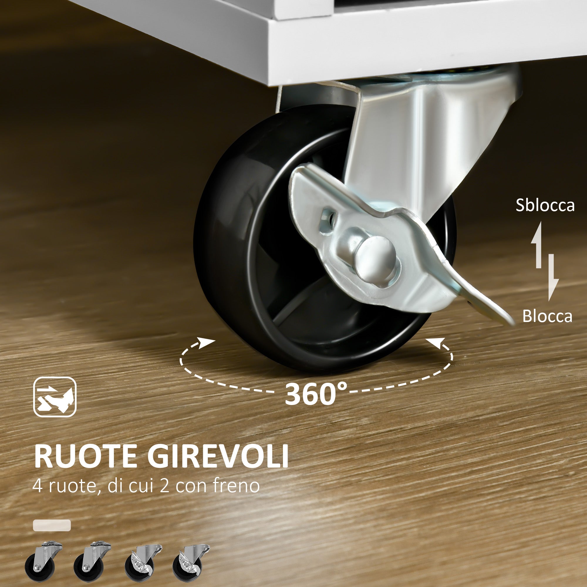 Kitchen Island with Rubber Wood Worktop, Kitchen Trolley with Wheels, 2 Drawers, Cabinet, Adjustable Shelves, and Towel Holder, in MDF, 104x46x91cm, Gray