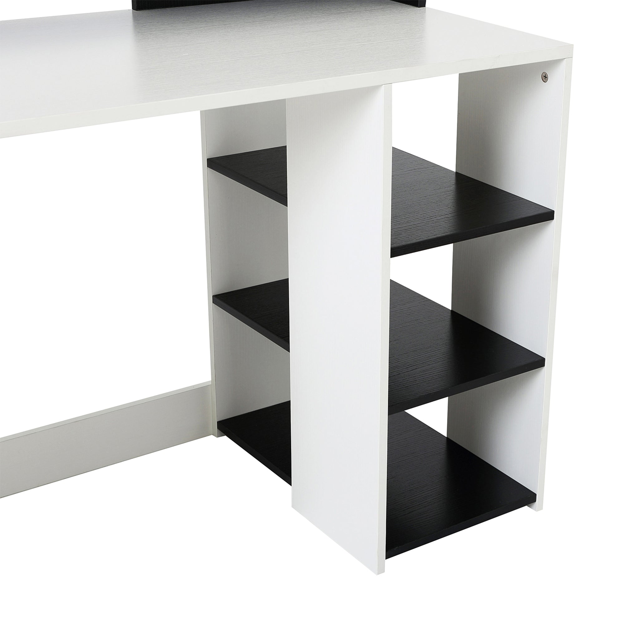 Computer Desk with Multimedia Storage Design Multi-Storage 137 L x 55 W x 92 H cm Black and White