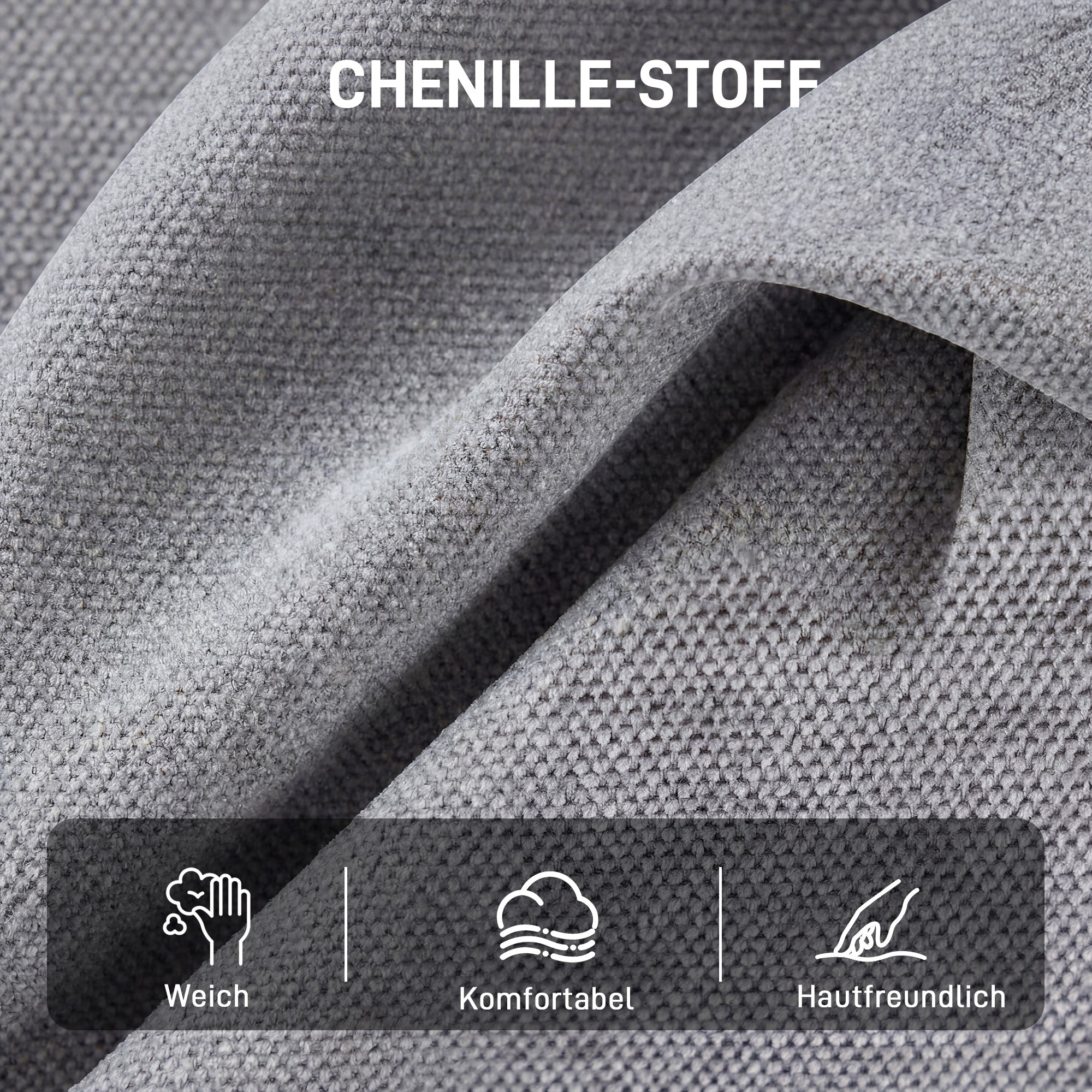 360° Swivel Chenille Lounge Chair — Extra-Wide Padded Reading Chair with Metal Legs, Light Gray