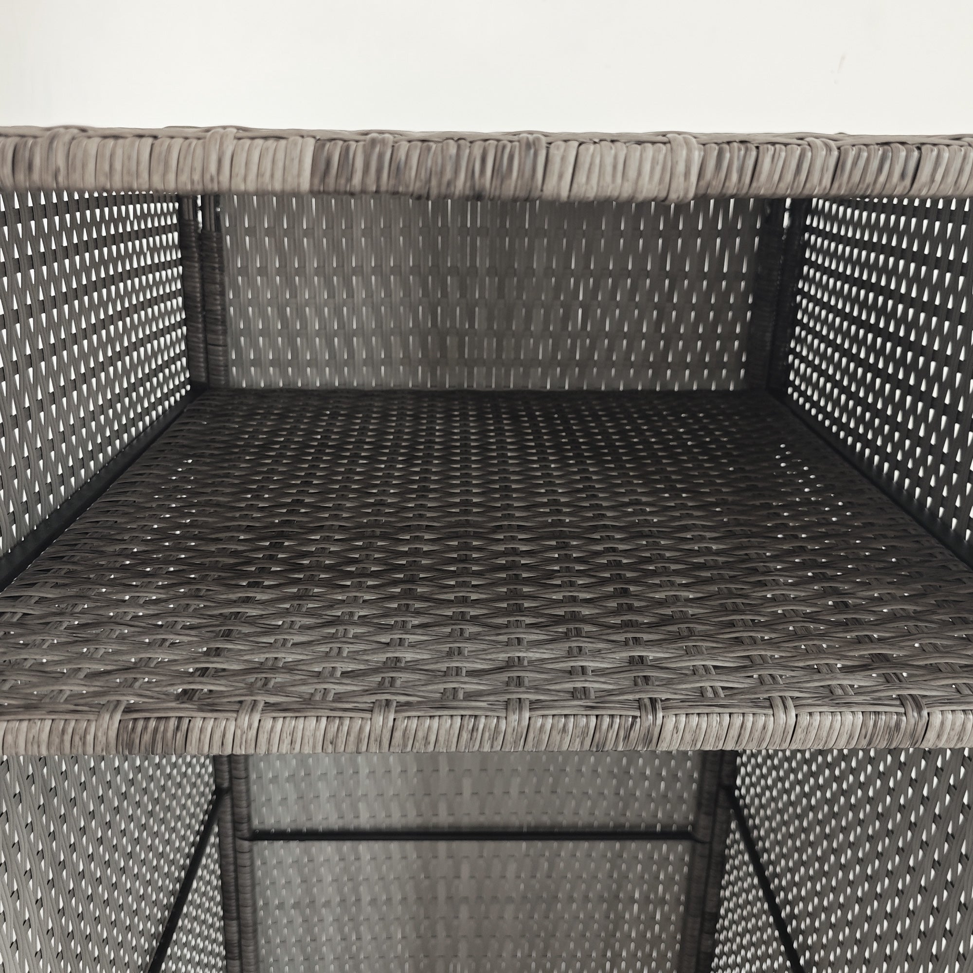 Outdoor and Indoor Rattan PE Cabinet, Garden Cabinet with 2 Compartments for Terrace and Poolside, 60x63x120cm, Grey
