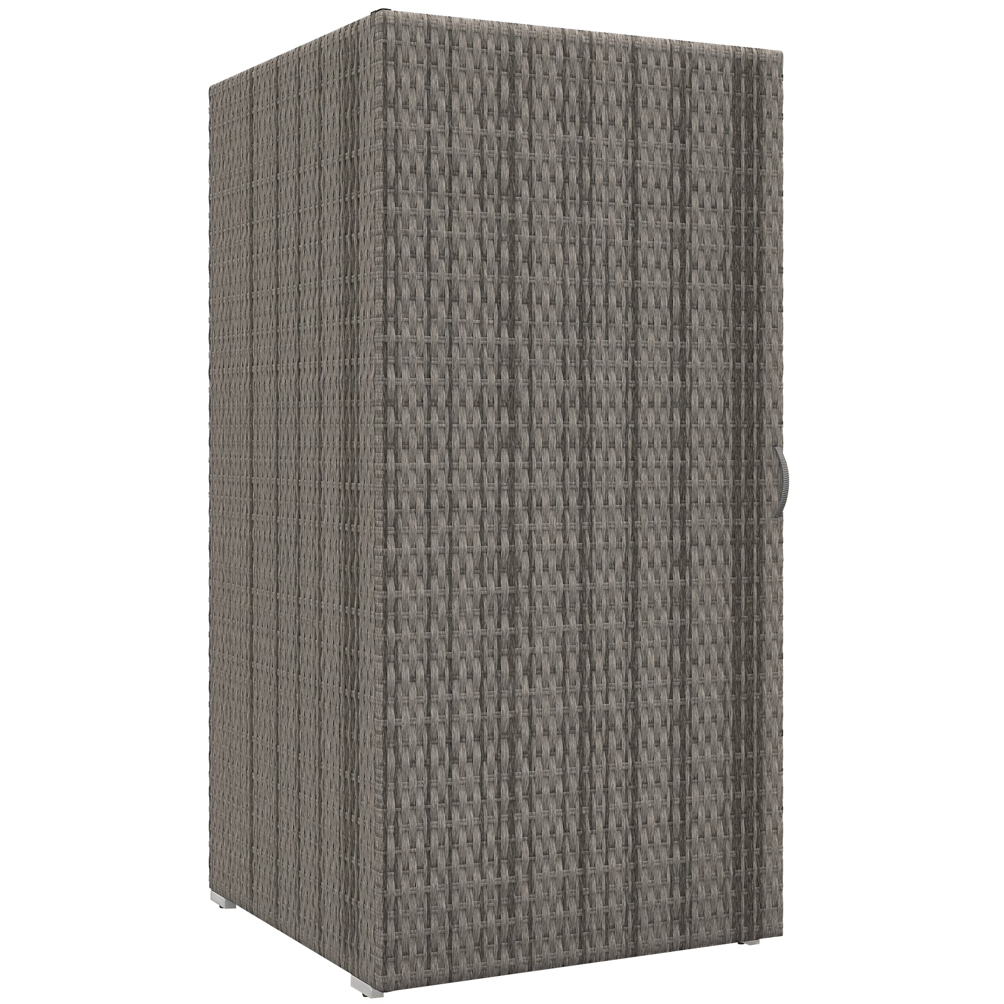 Outdoor and Indoor Rattan PE Cabinet, Garden Cabinet with 2 Compartments for Terrace and Poolside, 60x63x120cm, Grey