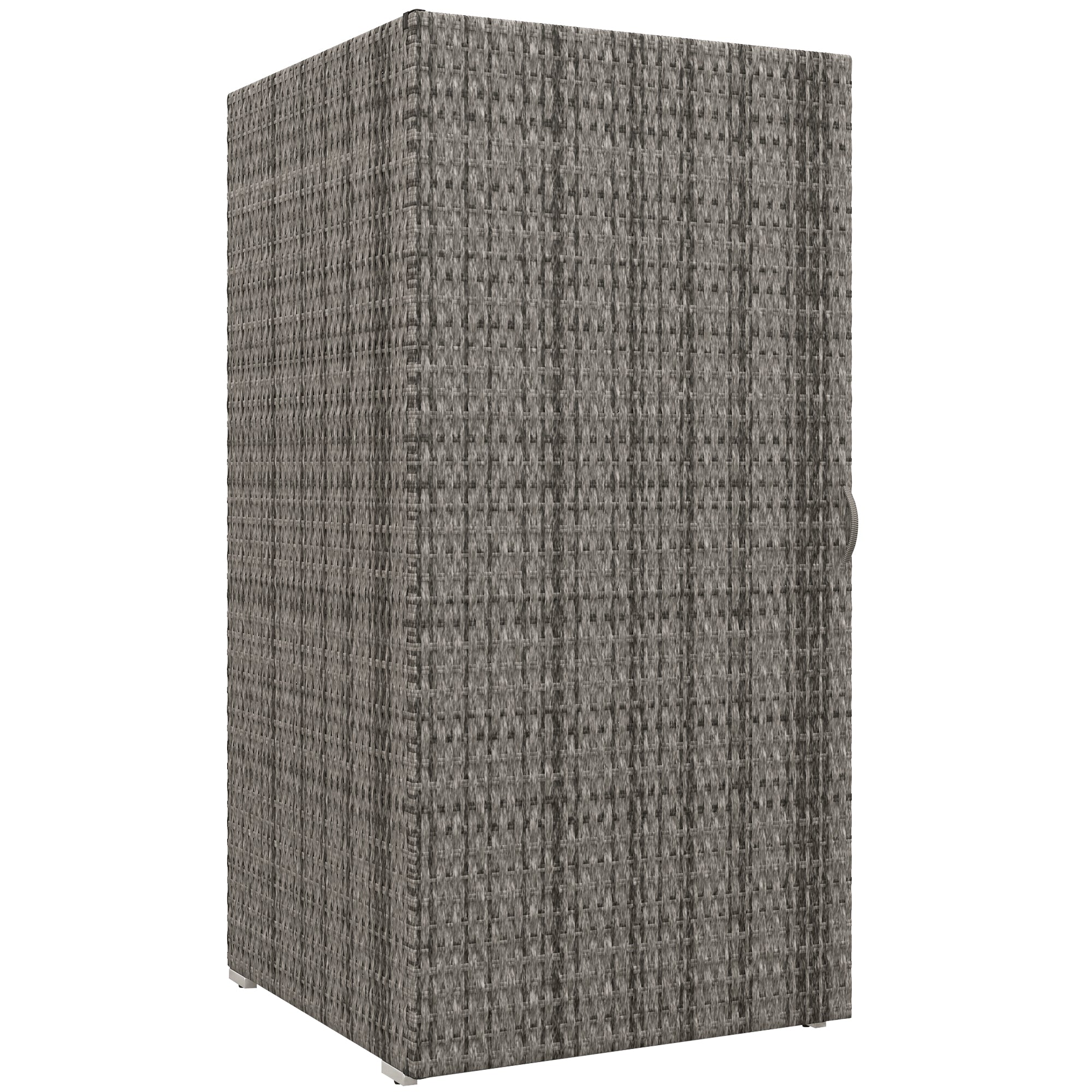 Outdoor and Indoor Rattan PE Cabinet, Garden Cabinet with 2 Compartments for Terrace and Poolside, 60x63x120cm, Grey
