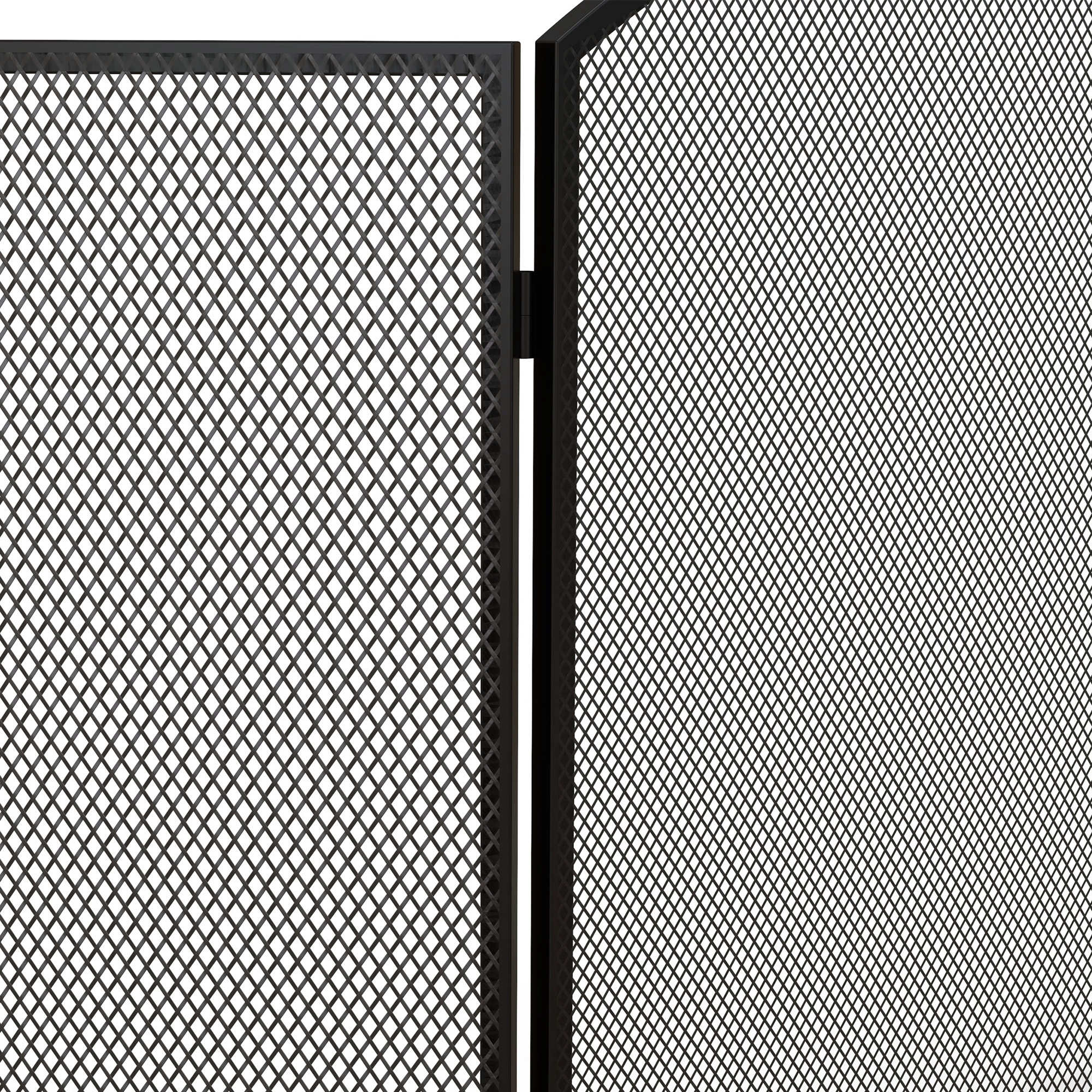 Fireplace Spark Guard 3-Panel Foldable Fireplace Protector with Steel Structure 96x62 cm Black