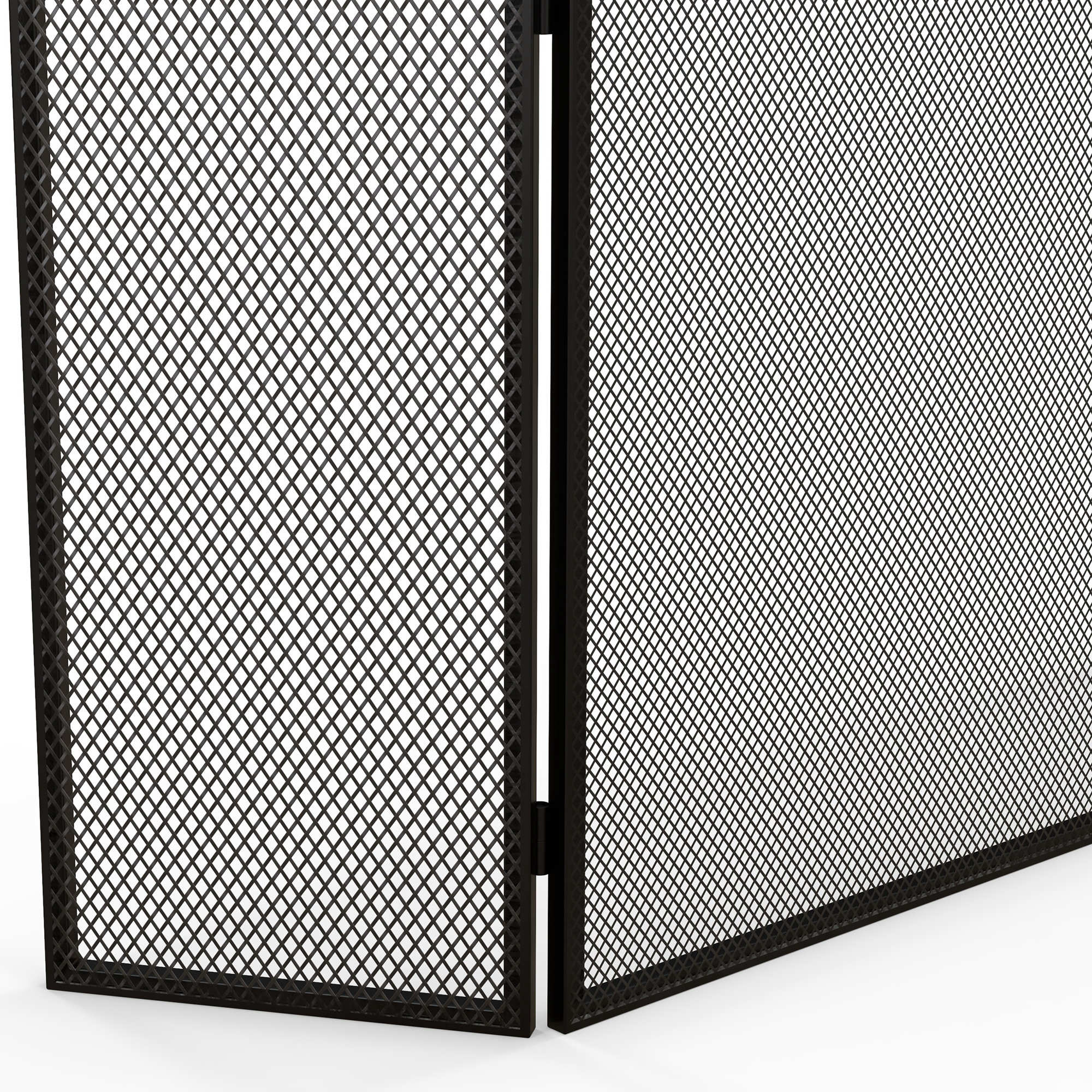 Fireplace Spark Guard 3-Panel Foldable Fireplace Protector with Steel Structure 96x62 cm Black