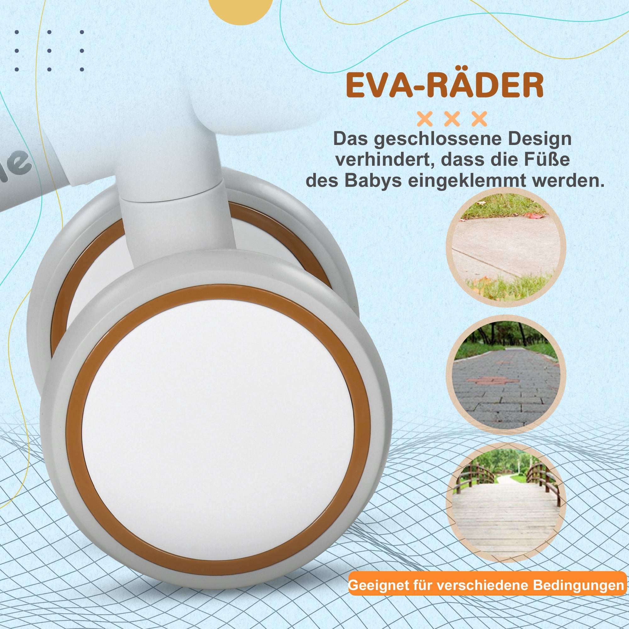 Children's Balance Bike from 1 Year Baby up to 20 kg Learning Bike with TPU Wheels Basket Adjustable Seat Saddle Kids Balance Bike Gifts for Boys Girls Toy Brown+White