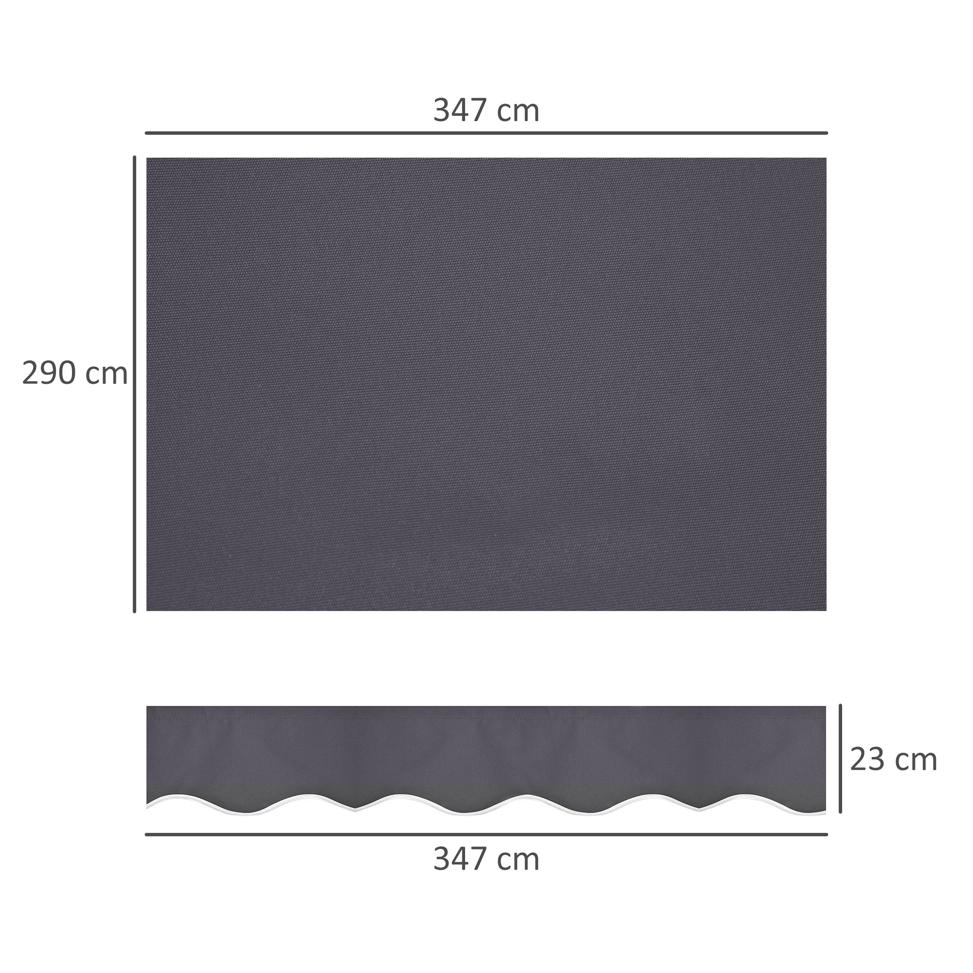 Replacement Canopy for Retractable Sunshade Awning, Replacement Fabric for 3.6x3 m Awning in Polyester, UV 30+, for Balcony, Patio, Terrace, Outdoor, Garden, Gray