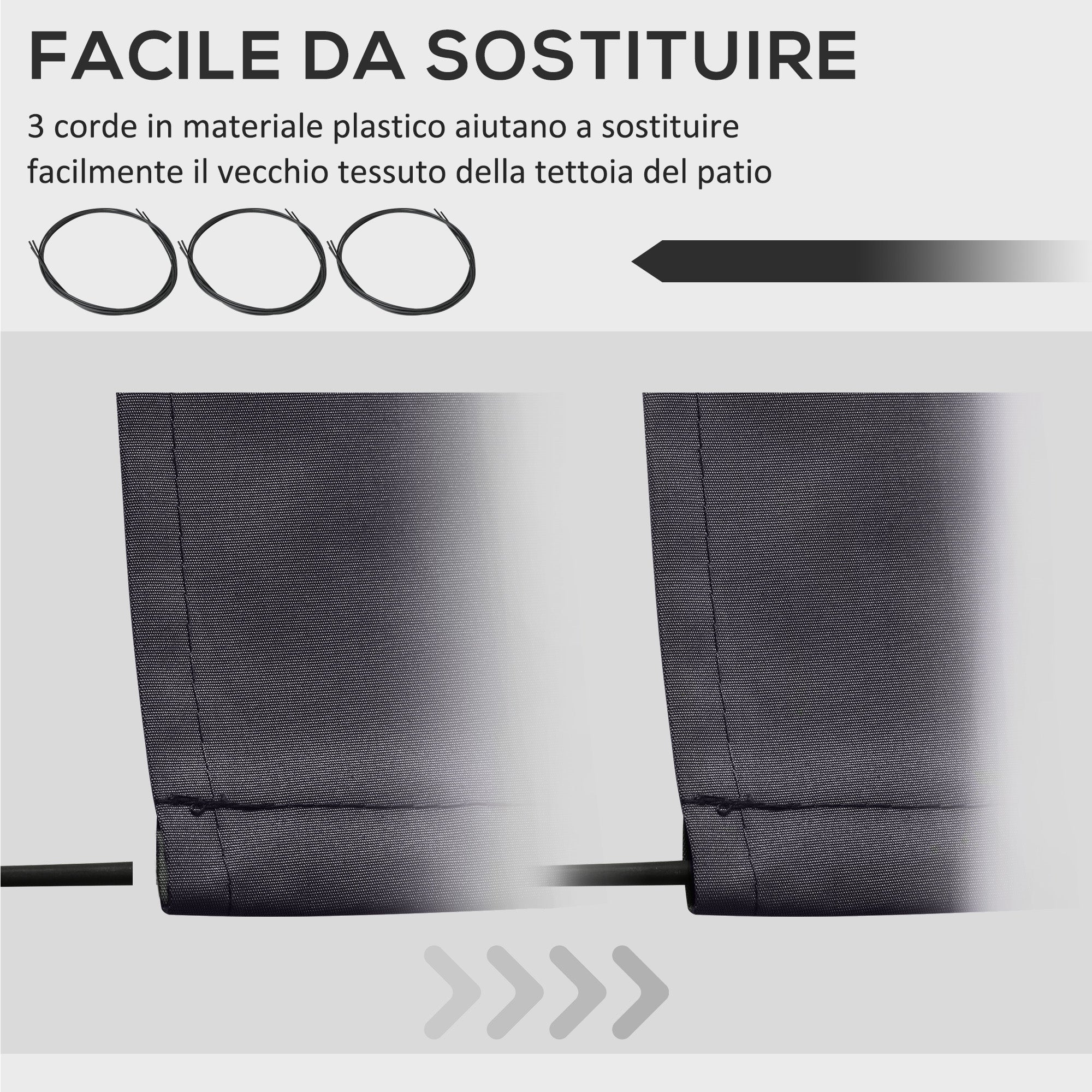 Replacement Canopy for Retractable Sunshade Awning, Replacement Fabric for 3.6x3 m Awning in Polyester, UV 30+, for Balcony, Patio, Terrace, Outdoor, Garden, Gray