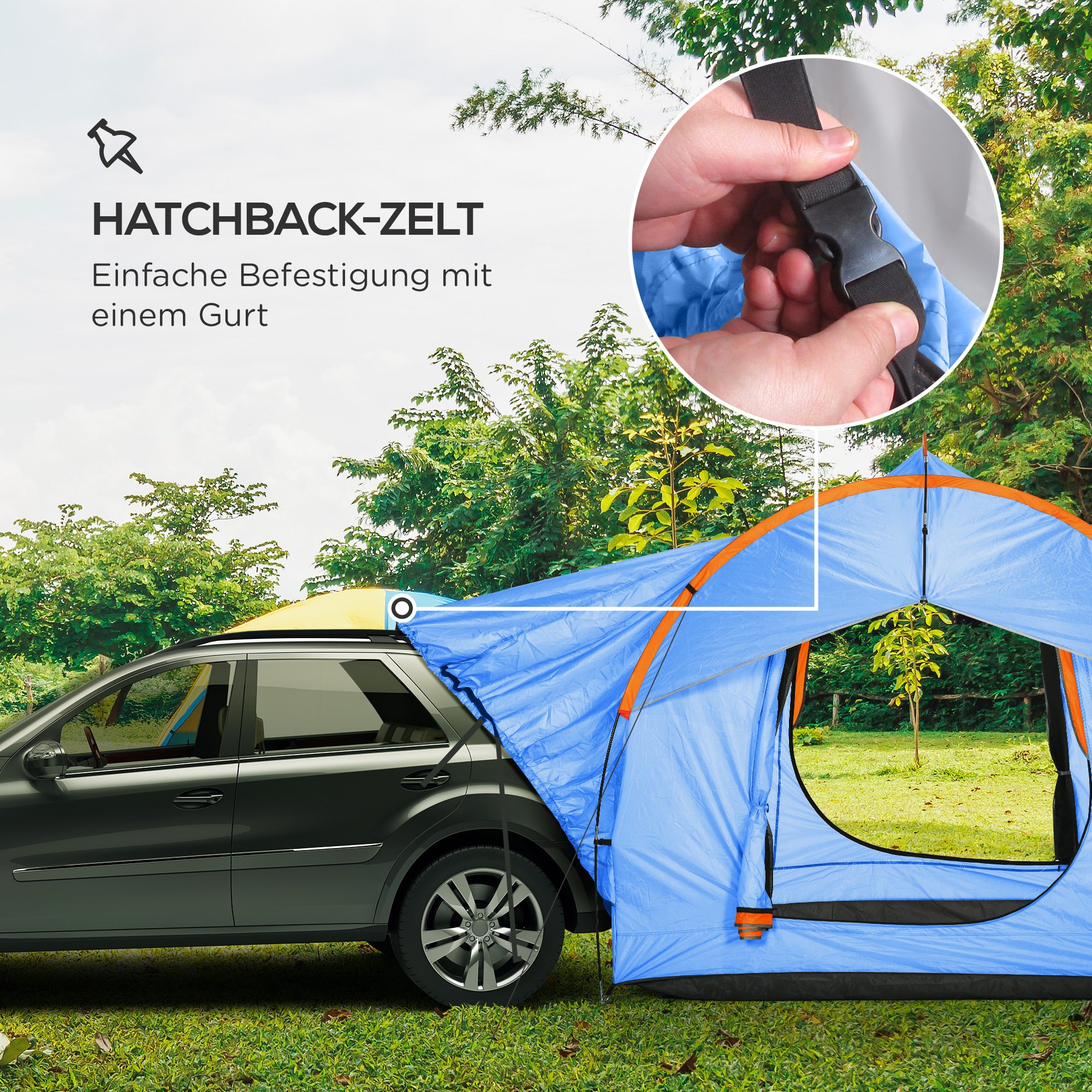 Car Tent for 6 People, Waterproof 2000mm Car Tent with Sunshade Rain Layer SUV Tailgate Tent with UV Protection, Awning Sun Protection for Camping, Travel 240 x 210 x 210 cm