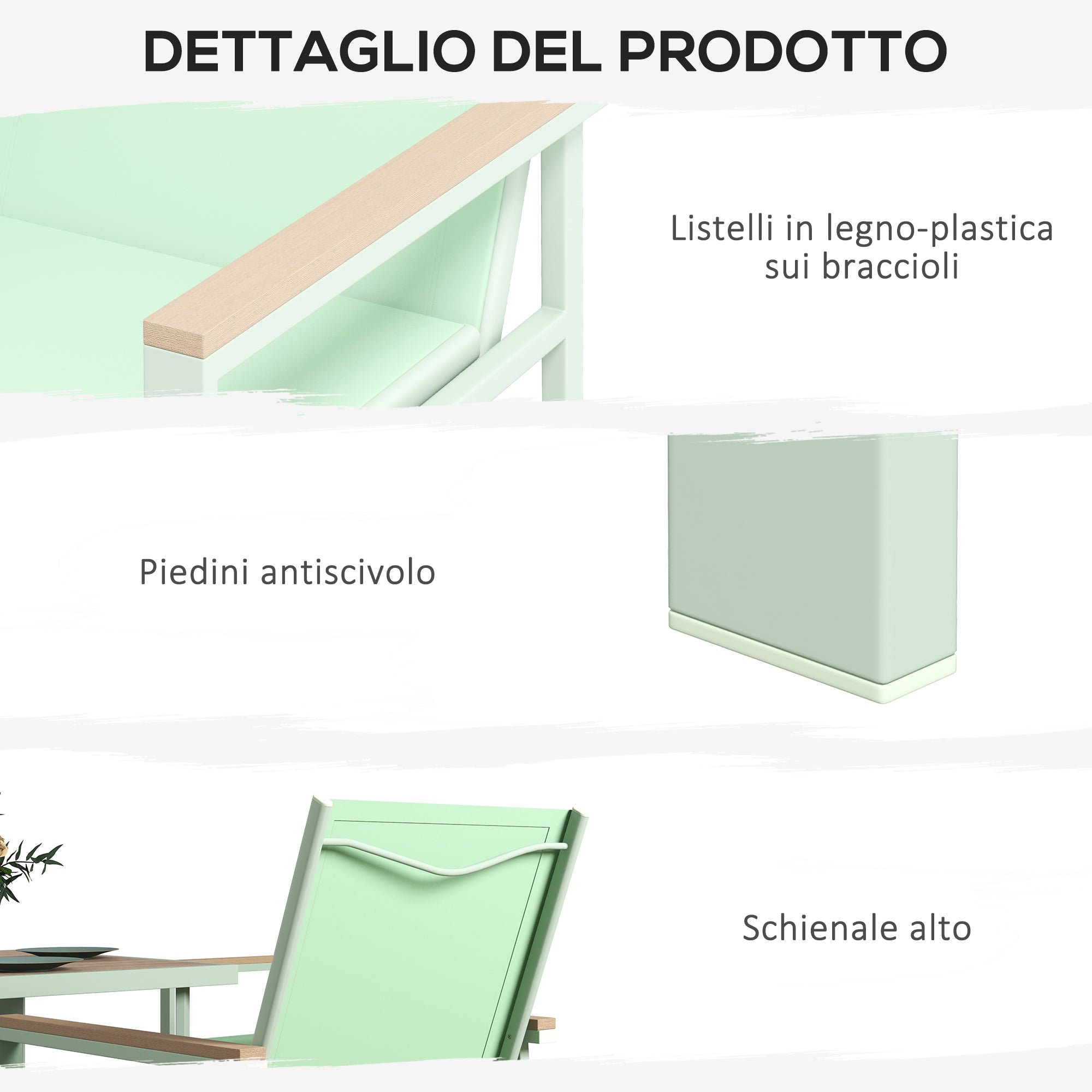 5-Piece Garden Set, Outdoor Set with 4 Armchairs with Mesh Fabric and Square Dining Table in Steel, Green