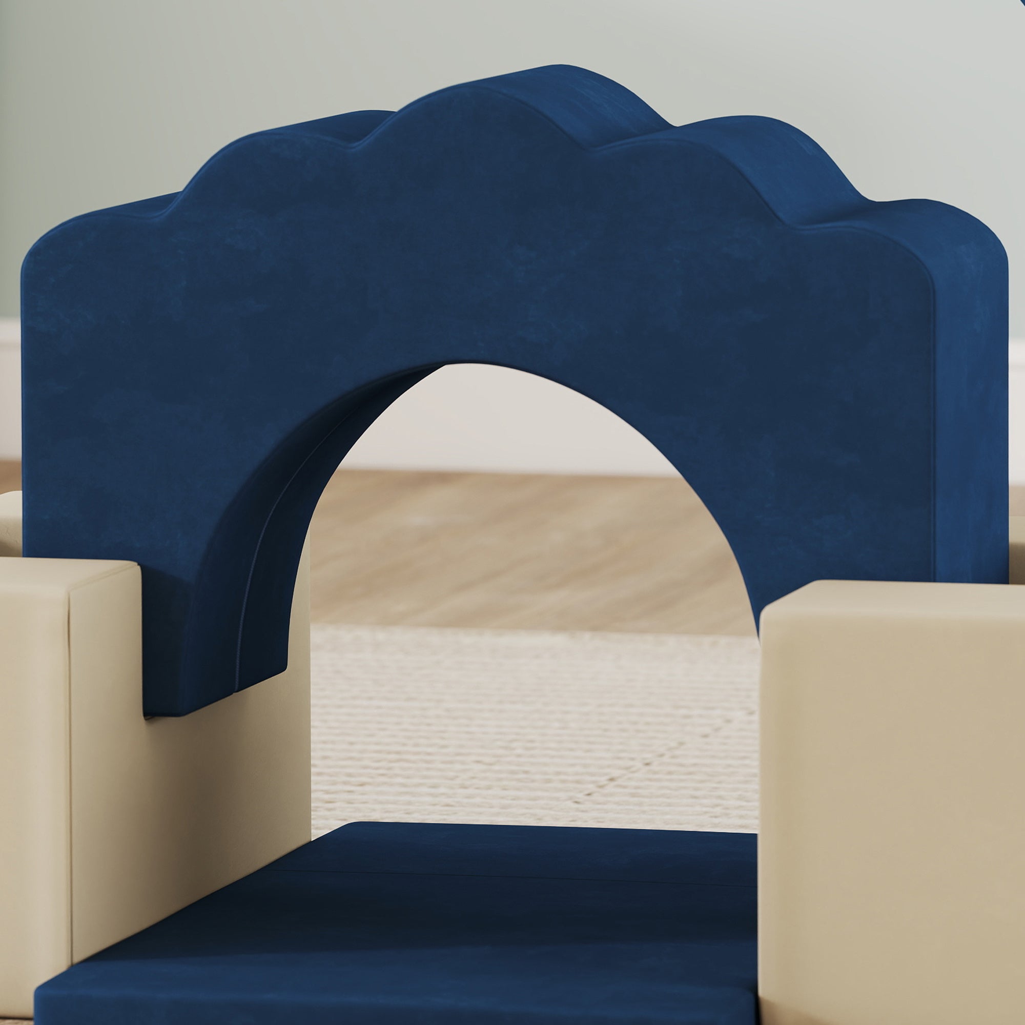7-Piece Baby Motor Skills Set – Velvet Foam Modules with Non-Slip Base, Building Blocks, Educational Toy for Toddlers, Blue