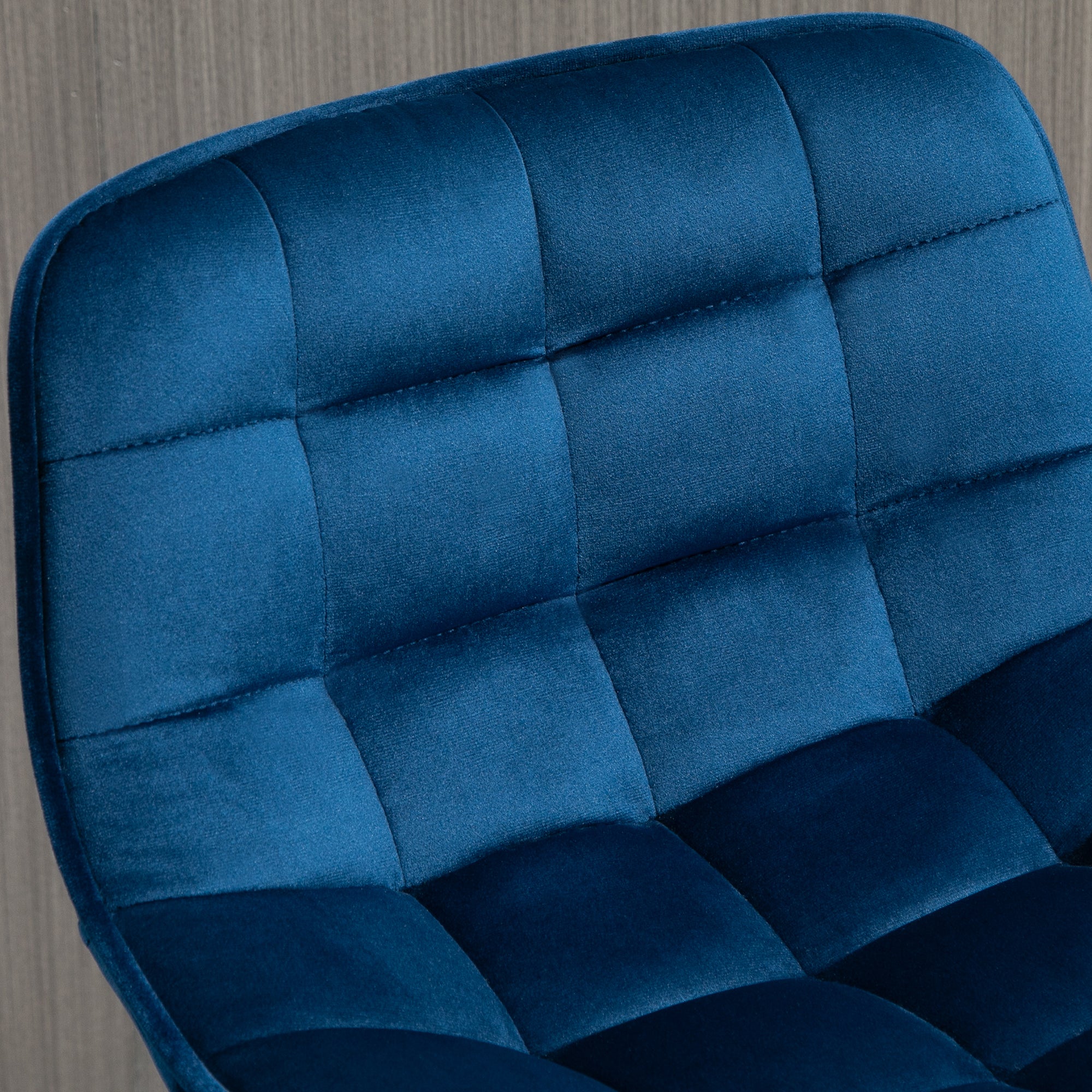 Set of 2 High Bar Stools in Nordic Style with Backrest and Footrest, Bar Stools with Velvet Effect Fabric and Metal, 45x47x88 cm, Blue