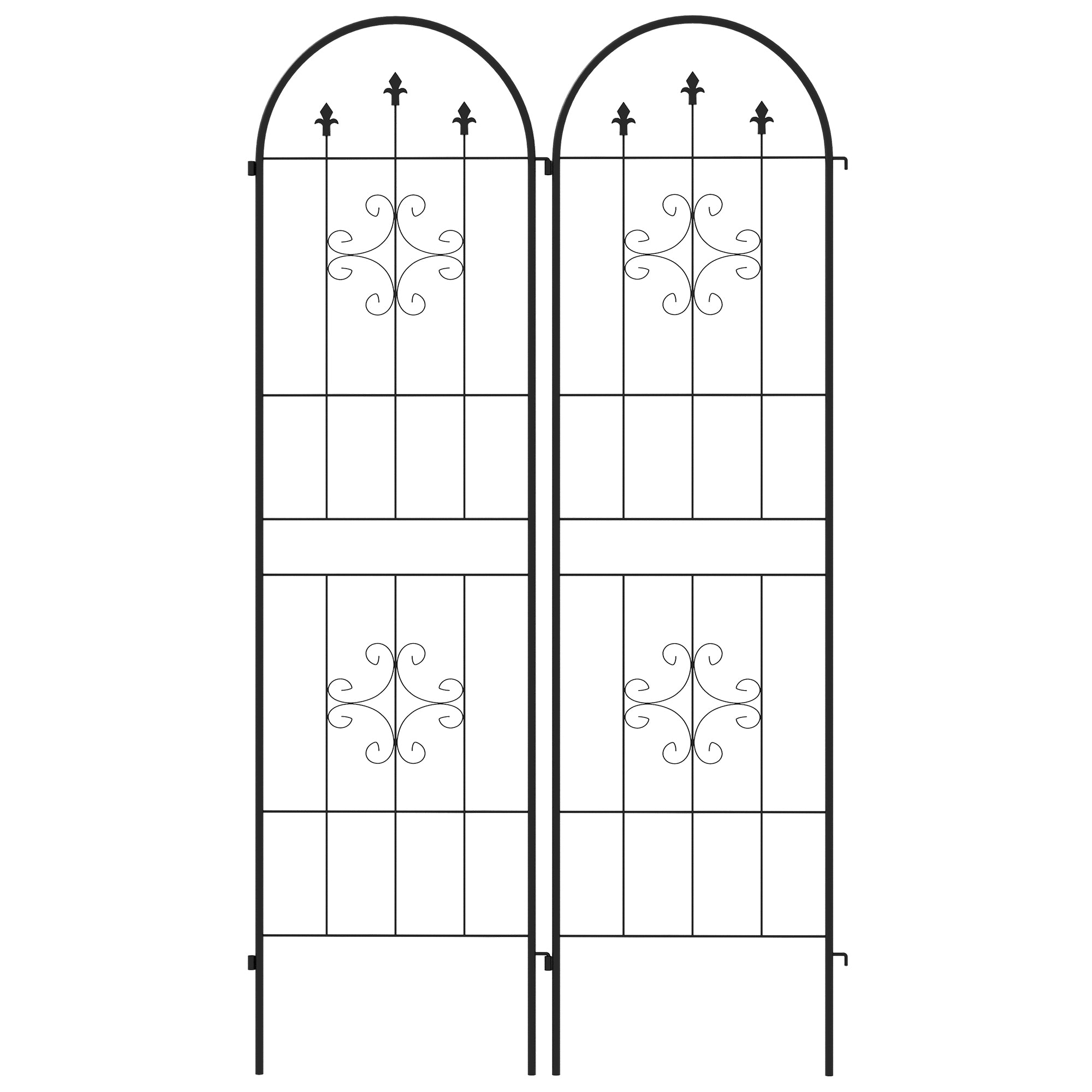 Set of 2 Garden Trellises, Climbing Plant Support made of Steel, 50L x 180H cm, black