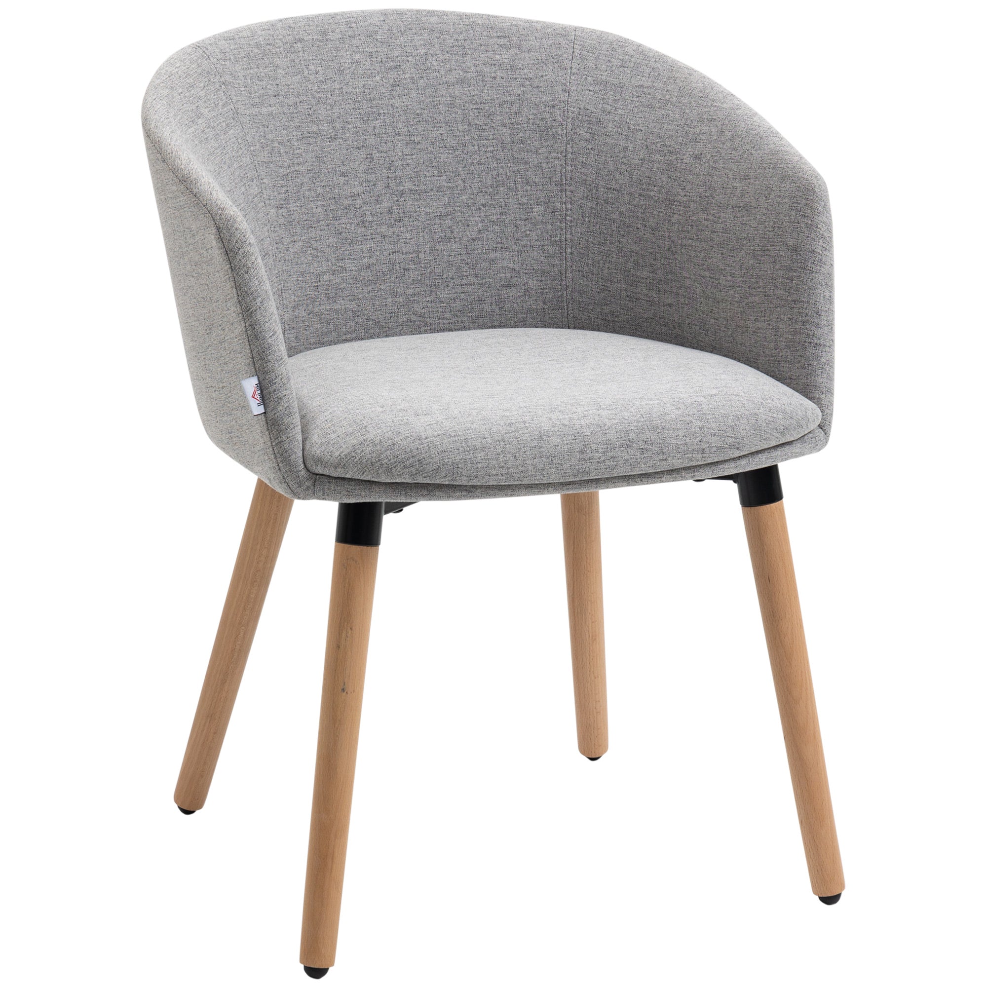 Dining Chair Armchair Upholstered in Synthetic Linen with Armrests and Wooden Legs for Office Bedroom Load 120 kg 57x56x72 cm Gray