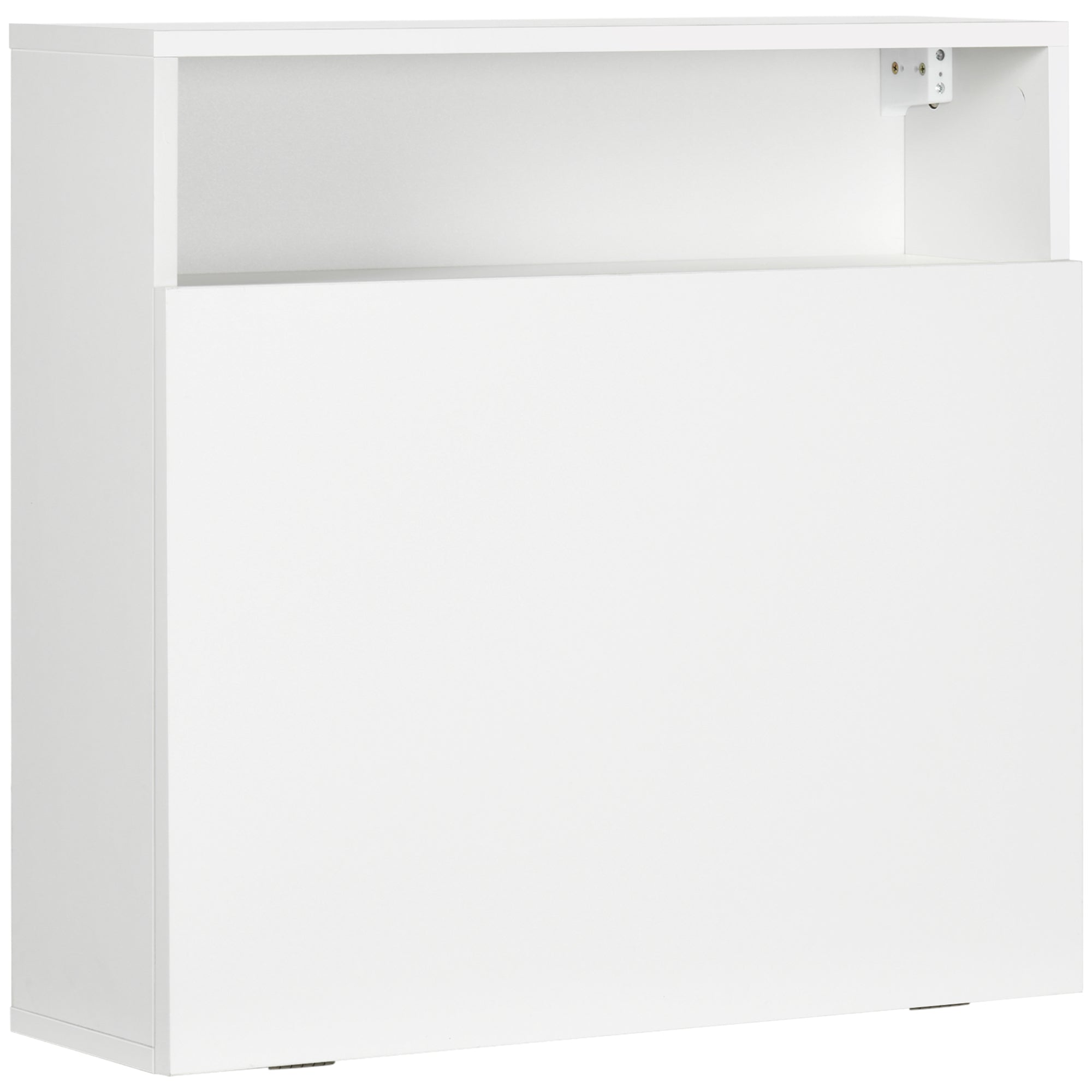 Modern Wall-Mounted Foldable Desk Floating Multifunctional with Storage Shelves Load 40 kg for Bedroom Living Room Office 64x20x60 cm White