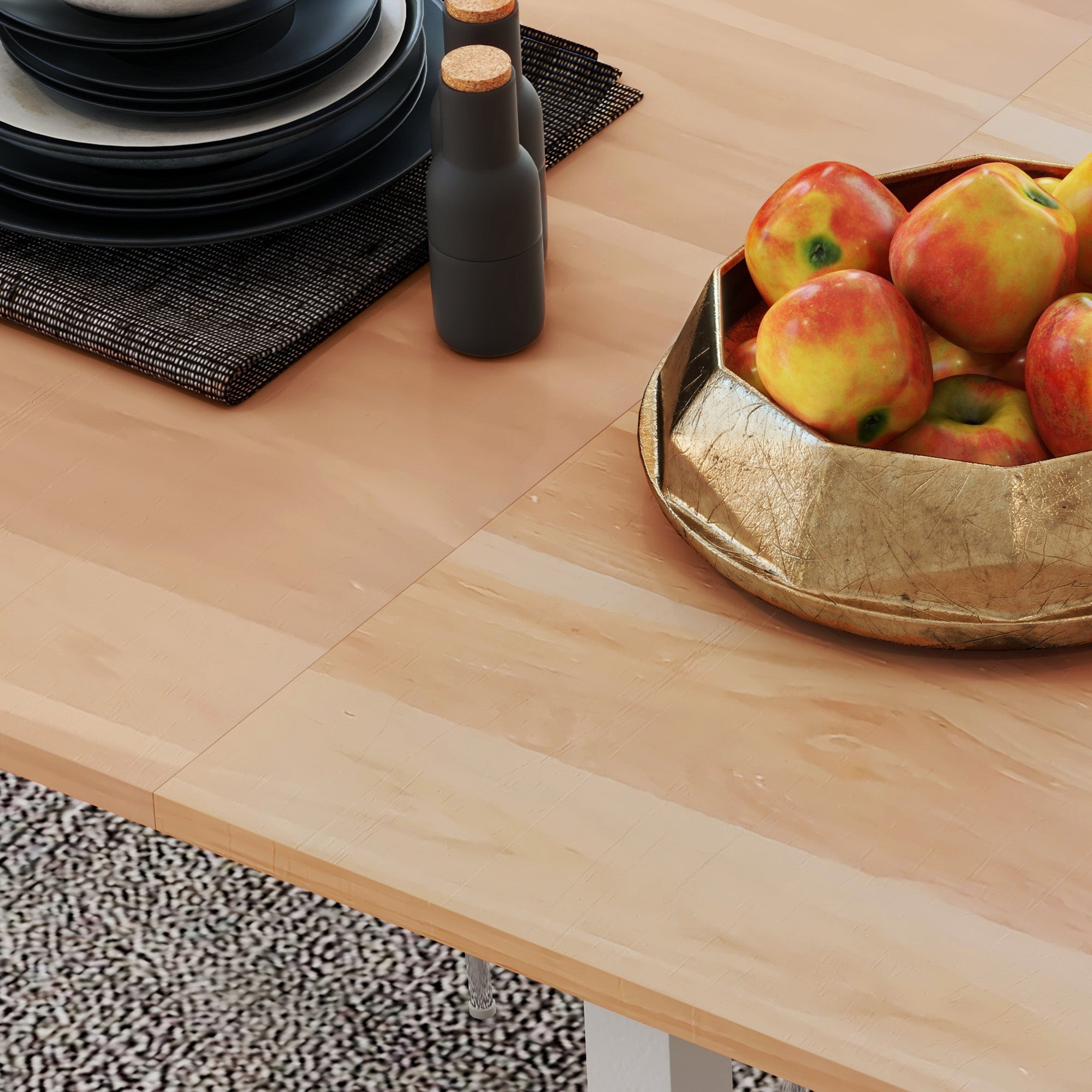 Extendable Dining Table Kitchen Table Dining Table for 6 People, Dining Room Table for Dining Room, Kitchen, Steel, Brown, 110-160 x 70 x 76 cm