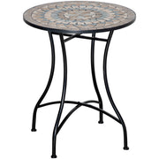 Garden Table Ø60 cm, Weatherproof Metal Patio Table, Outdoor Dining Table, Camping Side Table, Round Terrace Table for Garden Patio Balcony Green+Beige+White