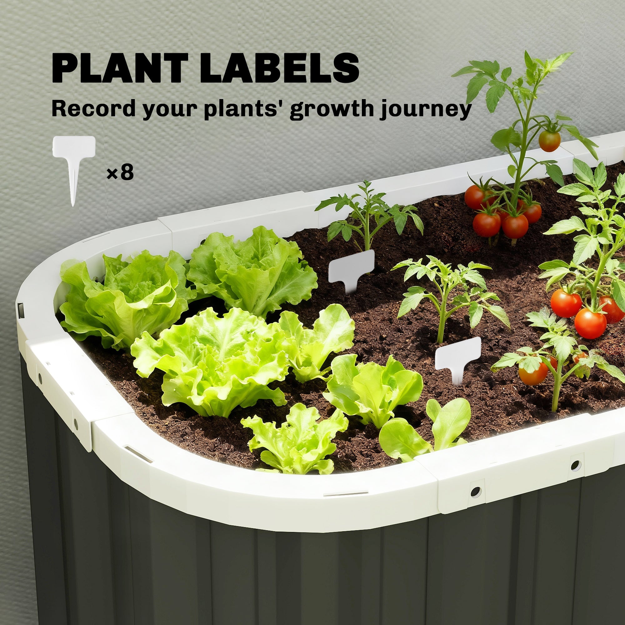 Galvanized Steel Raised Garden Bed, 53.5 x 20.9 x 24 in — Deep Planter with Safety Edges, Plant Labels & Gloves, Open-Bottom Herb & Vegetable Box, Easy Assembly