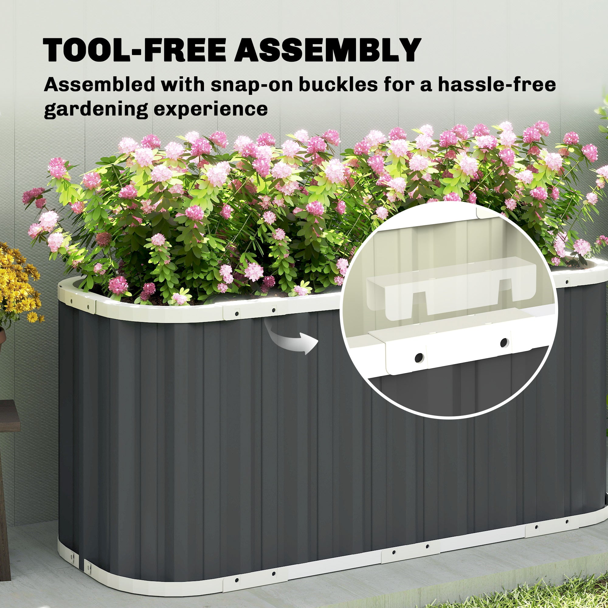 Galvanized Steel Raised Garden Bed, 53.5 x 20.9 x 24 in — Deep Planter with Safety Edges, Plant Labels & Gloves, Open-Bottom Herb & Vegetable Box, Easy Assembly