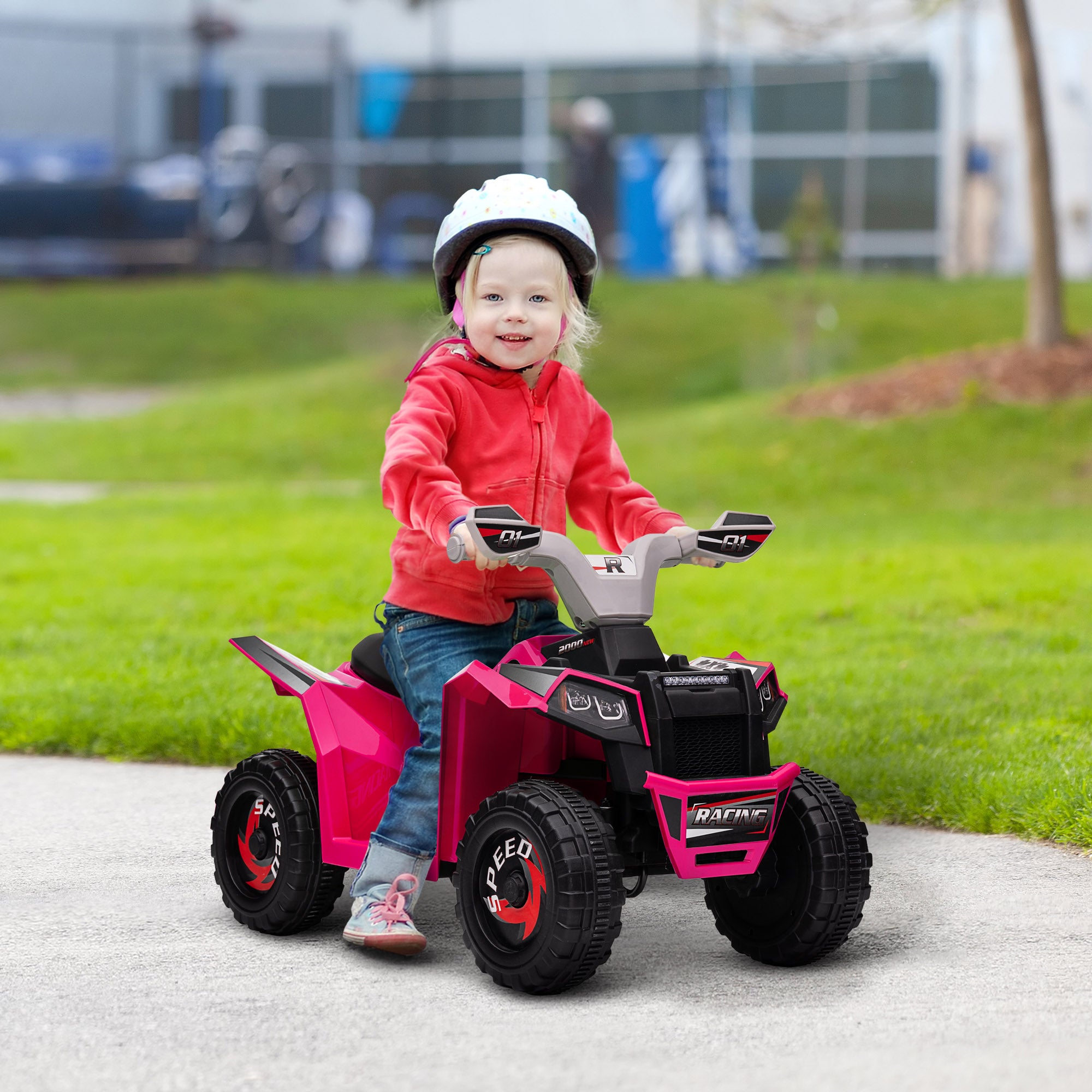 Kids Quad Electric 6V Children's ATV with Forward and Reverse Function, Electric Quad for Kids 1.5-3 Years Old Pink