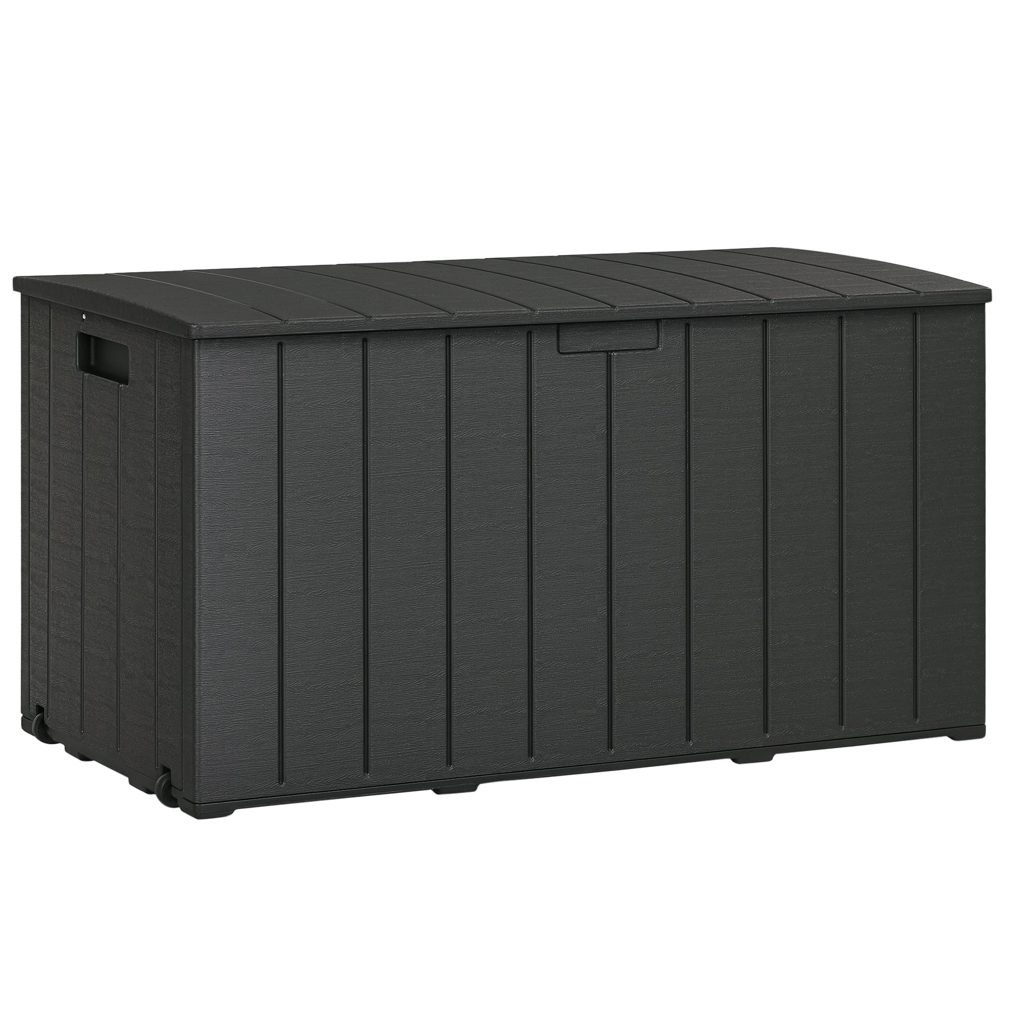 366L Outdoor Storage Chest Garden Plastic Double-Walled Box Waterproof Anti-UV with Wheels and Handles for Patio Deck Load 100 kg 122.4x62x64.5 cm Black