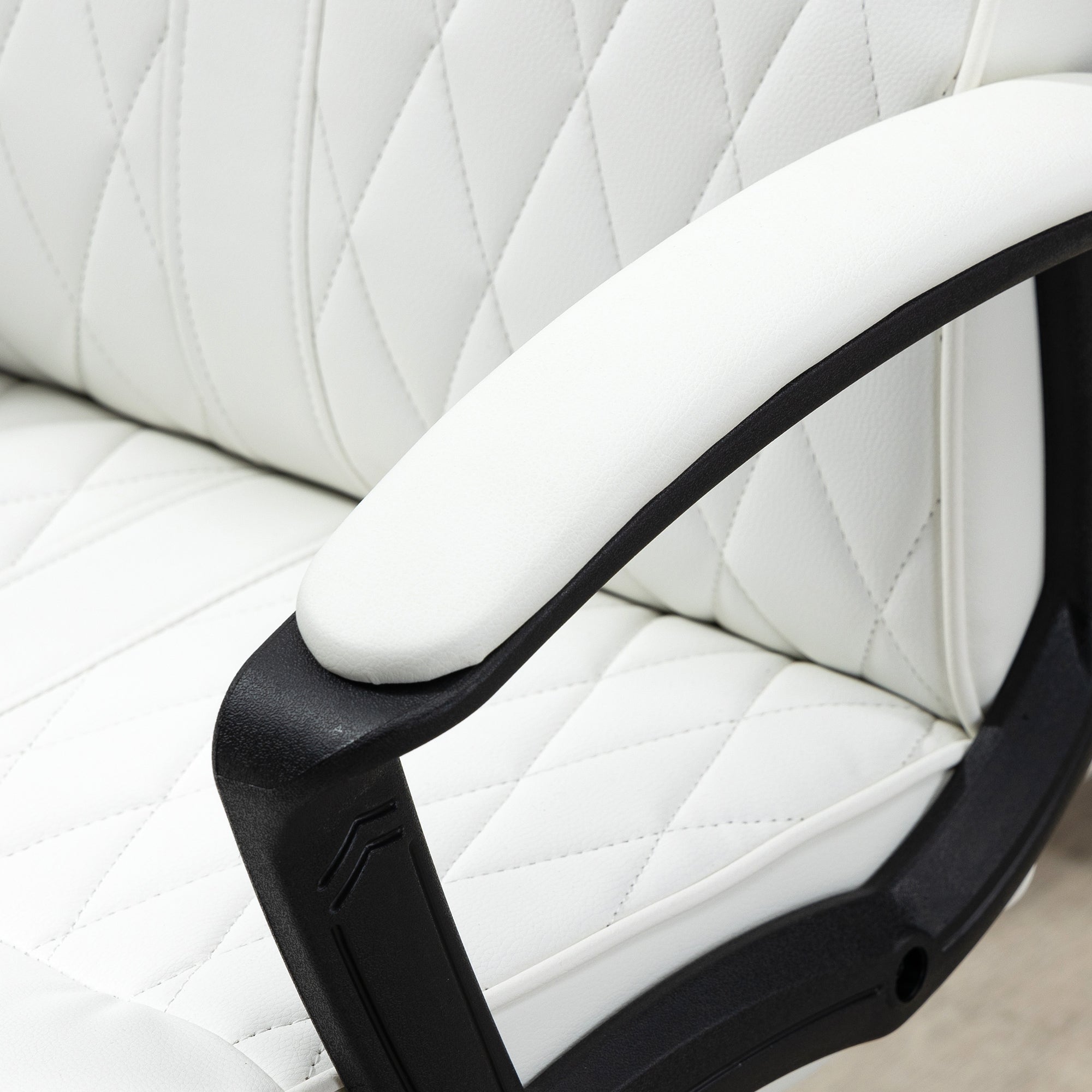 Swivel Office Chair Reclining Desk Chair Upholstered in PU with High Back and Adjustable Height for Living Room Office Load 120 kg 65x72x102-112.5 cm Cream