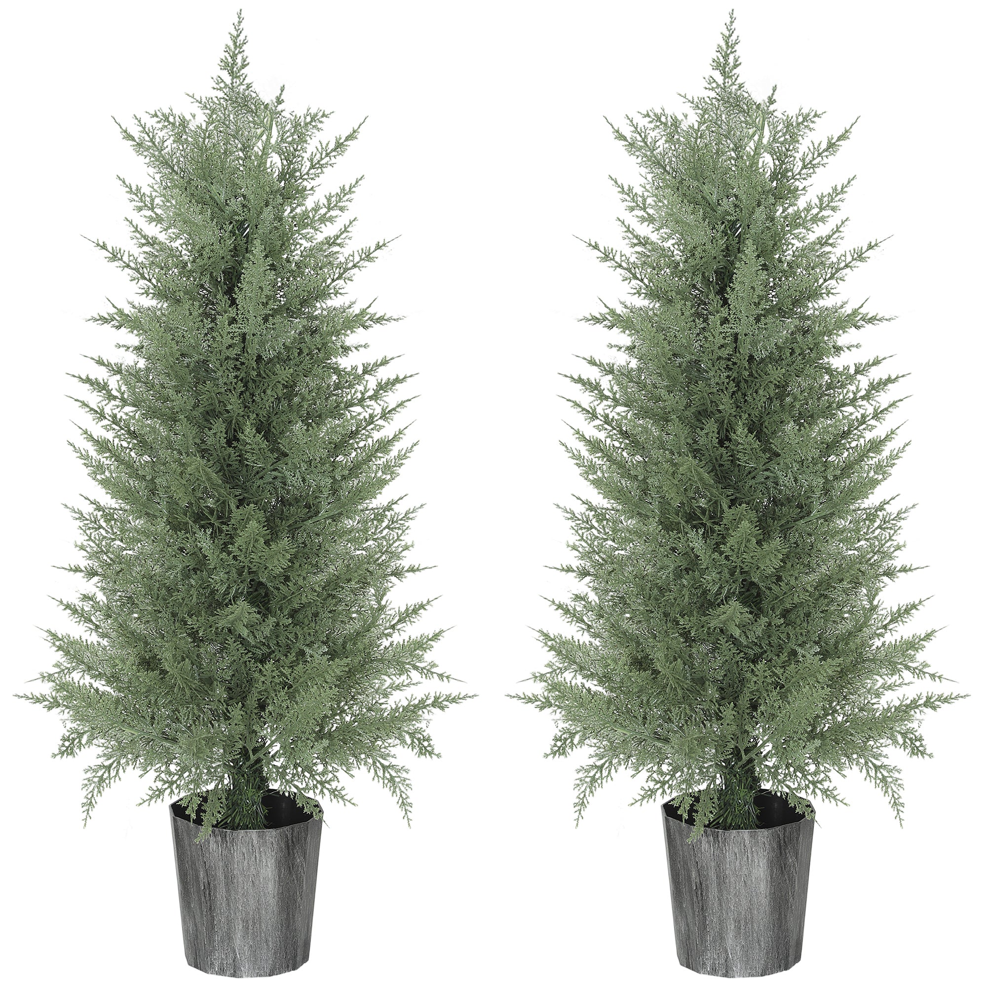 Set of 2 Large 35.4 in Artificial Cypress Trees in Pots – Lifelike Plastic Faux Plants for Living Room, Bedroom, Office, Patio • Modern Décor • Gift