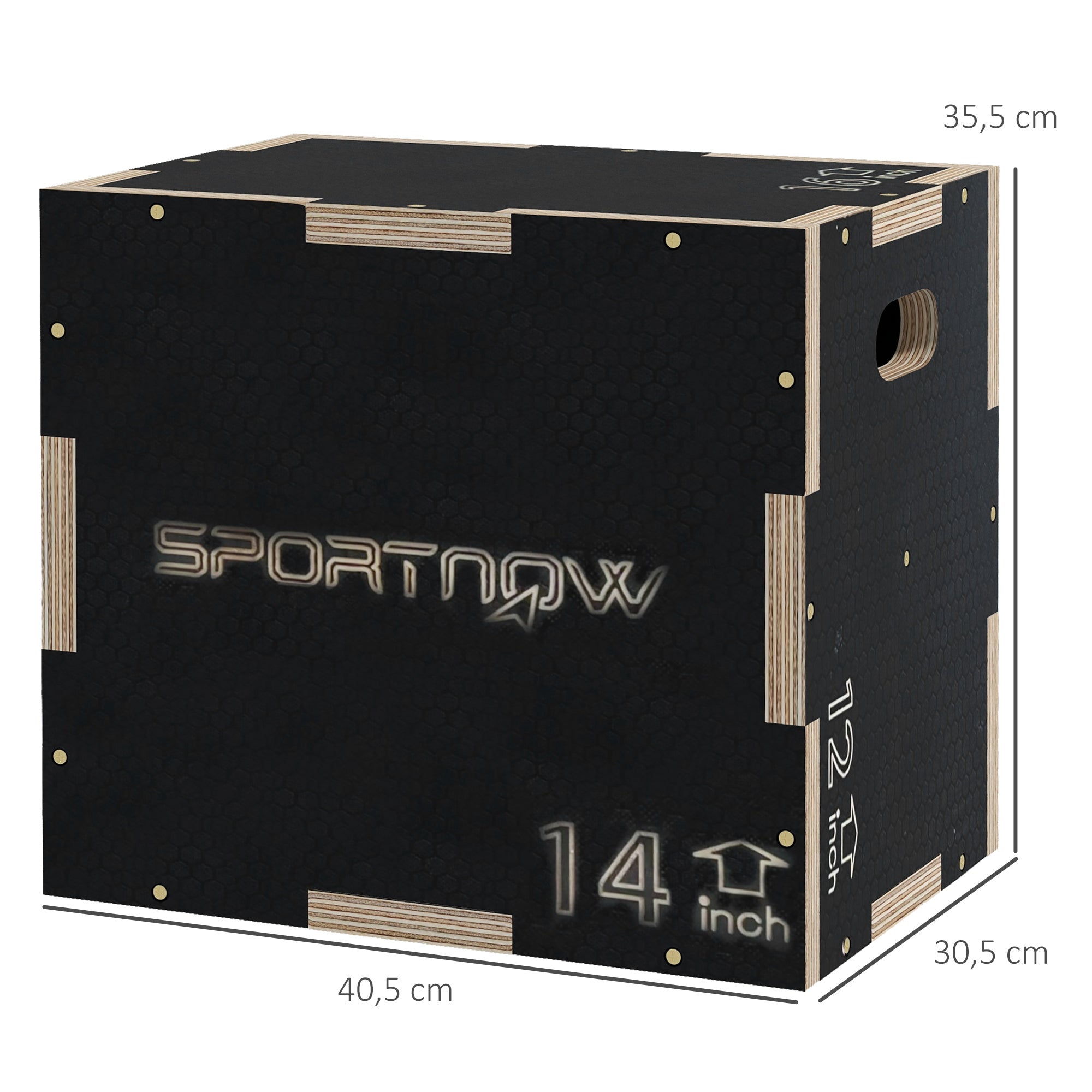 SPORTNOW Plyometric Jump Box Plyo Box with 3 Different Heights Strength Training at Home Office Gym CrossFit Load 120 kg 40.5x35.5x30.5 cm Black