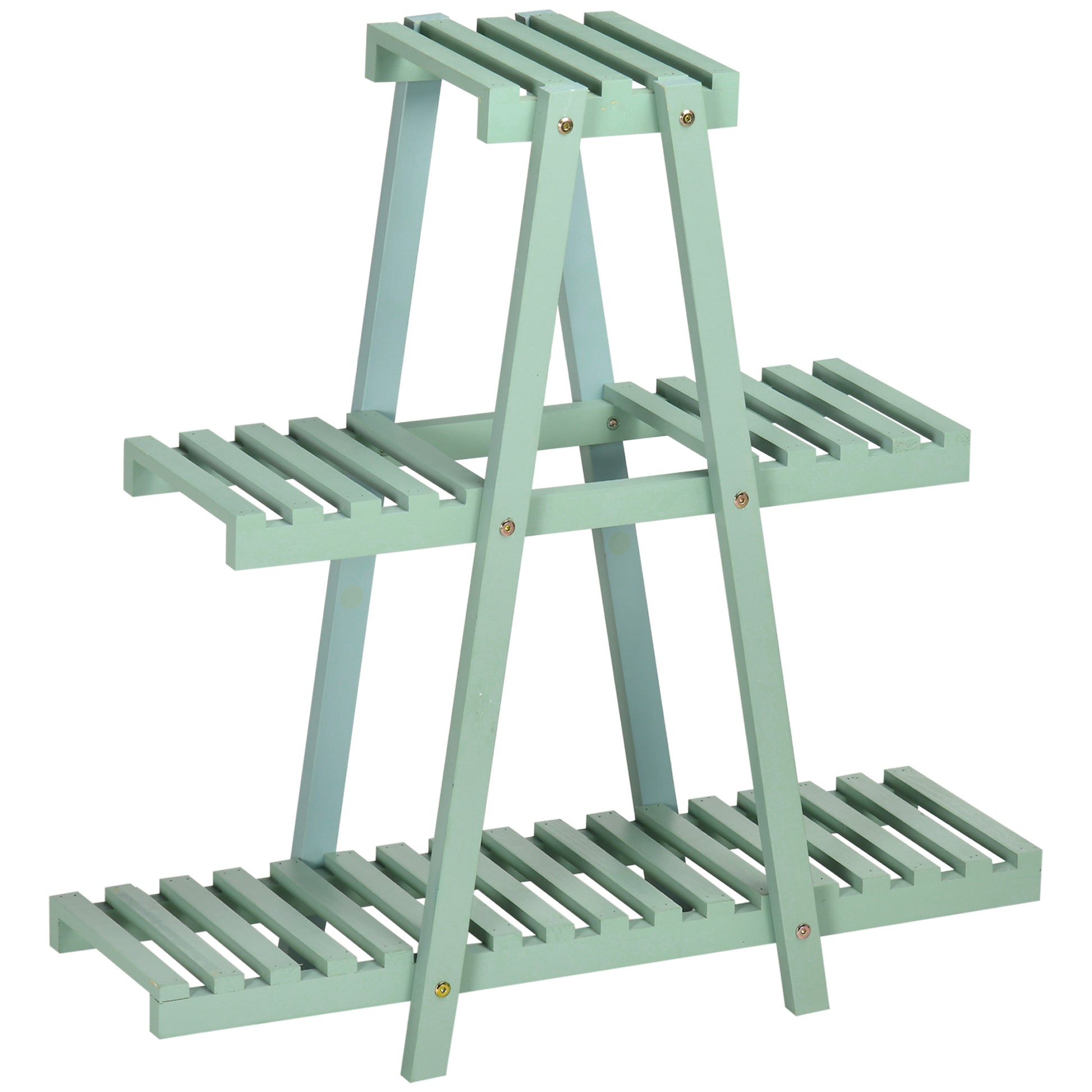 3-Tier Plant Stand, 76cm Tall Flower Stand for Indoor Outdoor, Wooden Plant Shelf, Multi-level Flower Rack Plant Pot Stand for Living Room, Garden Balcony Decor, Light Green