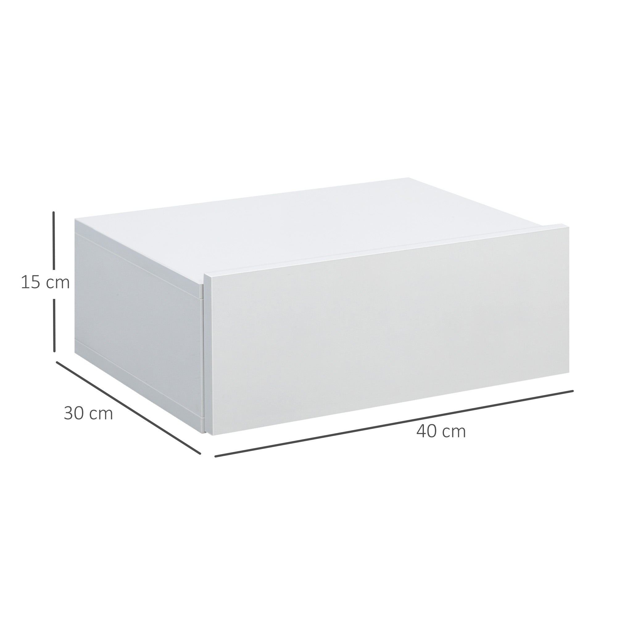 Set of 2 Floating Nightstands with 1 Drawer Wall Mounted Design Modern Style for Bedroom 40x30x15 cm White