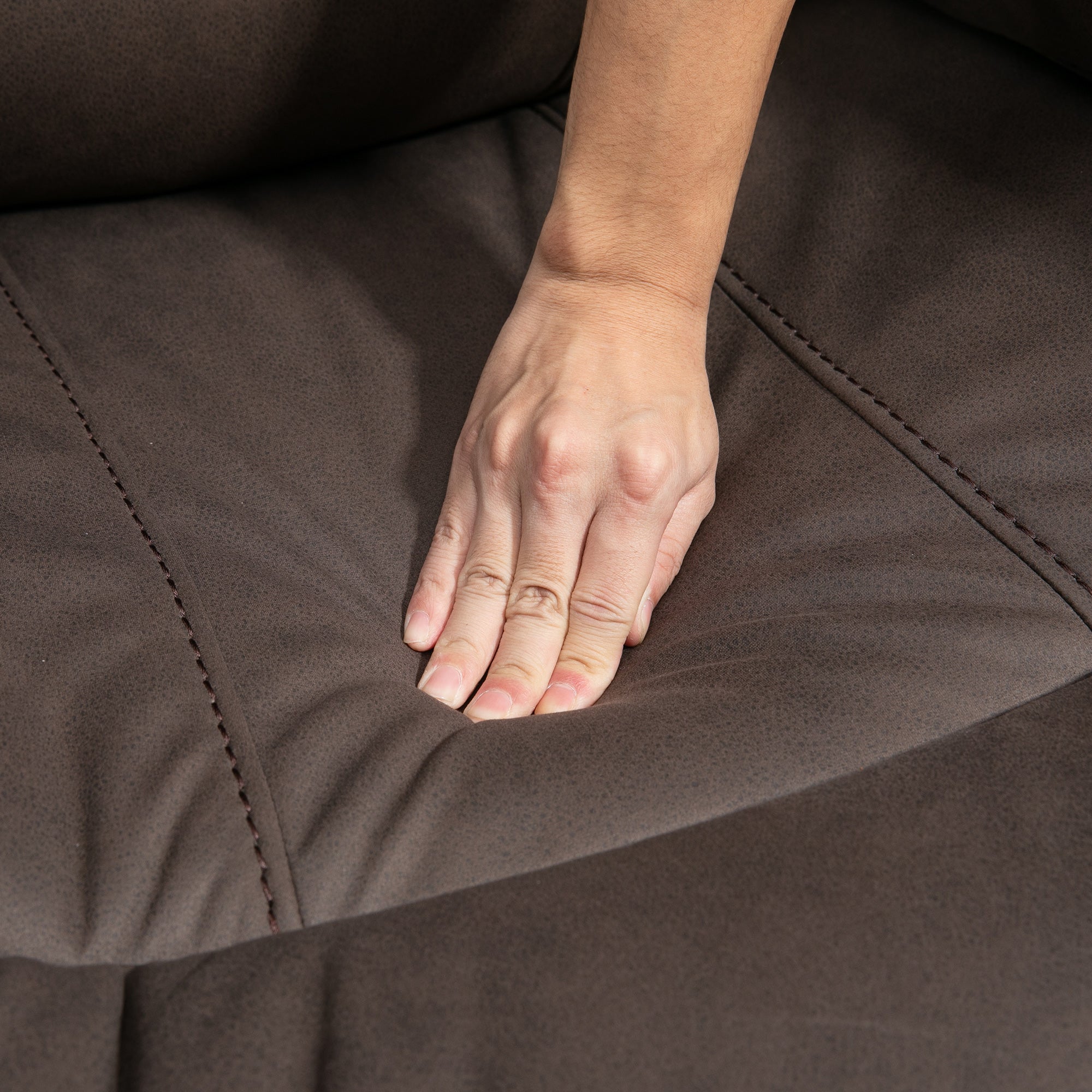 Recliner Chair, TV Armchair with Reclining Function, TV Chair with Footrest Upholstered Reclining Chair, Recliner Chair with Microfiber Leather-Look Cover, up to 150 kg load capacity for Living Room, Brown