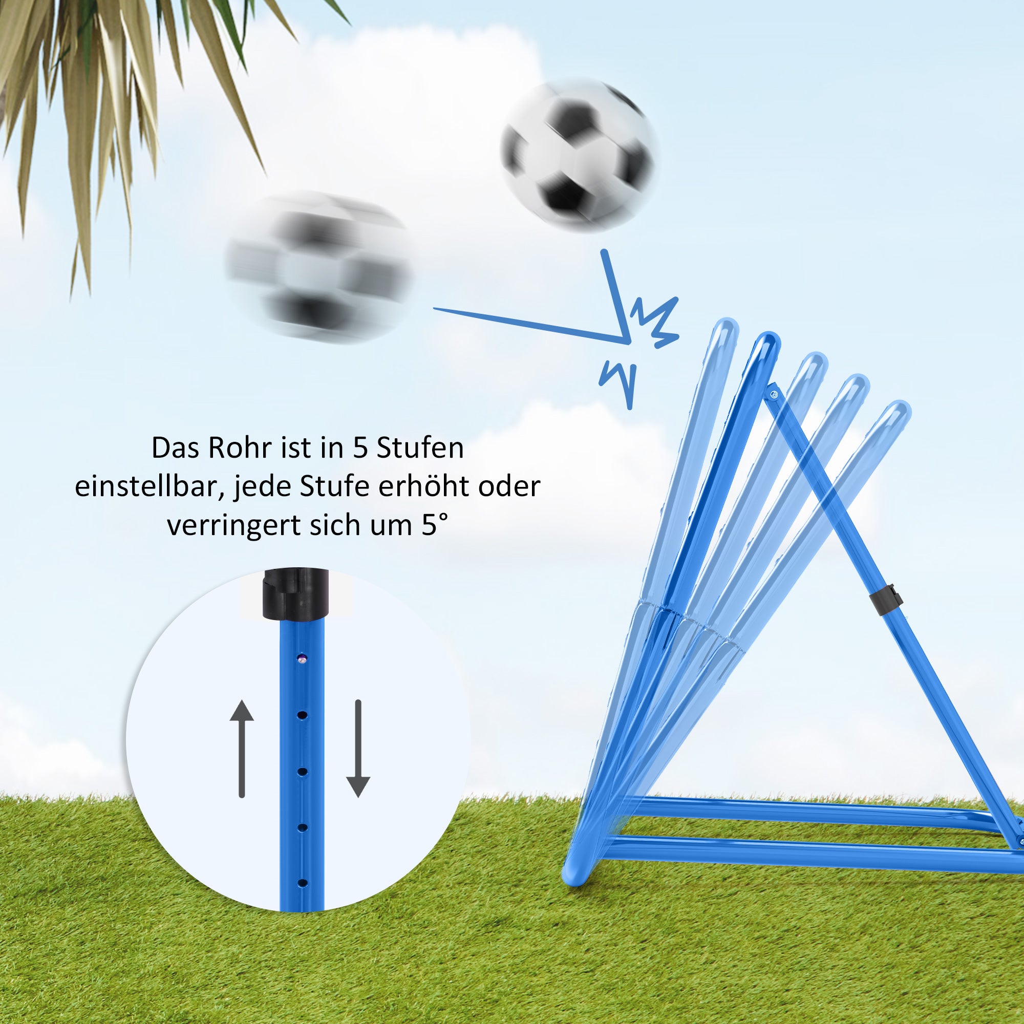 Soccer Rebounder, Rebound Wall with Pegs, Adjustable in 5 Steps, Portable, Kickback Goal, Adjustable Soccer Goal for Teens, Rebound Wall for Baseball Training 78x84x78cm, Blue