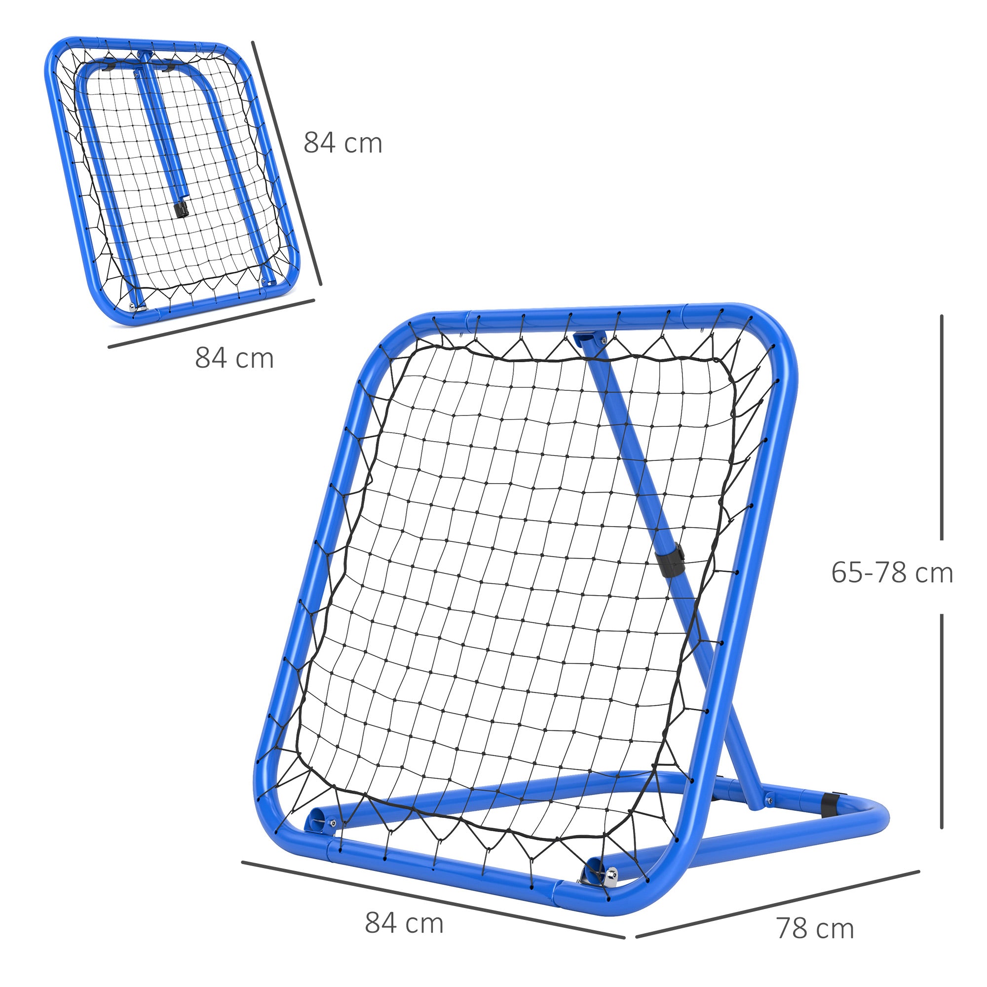 Soccer Rebounder, Rebound Wall with Pegs, Adjustable in 5 Steps, Portable, Kickback Goal, Adjustable Soccer Goal for Teens, Rebound Wall for Baseball Training 78x84x78cm, Blue