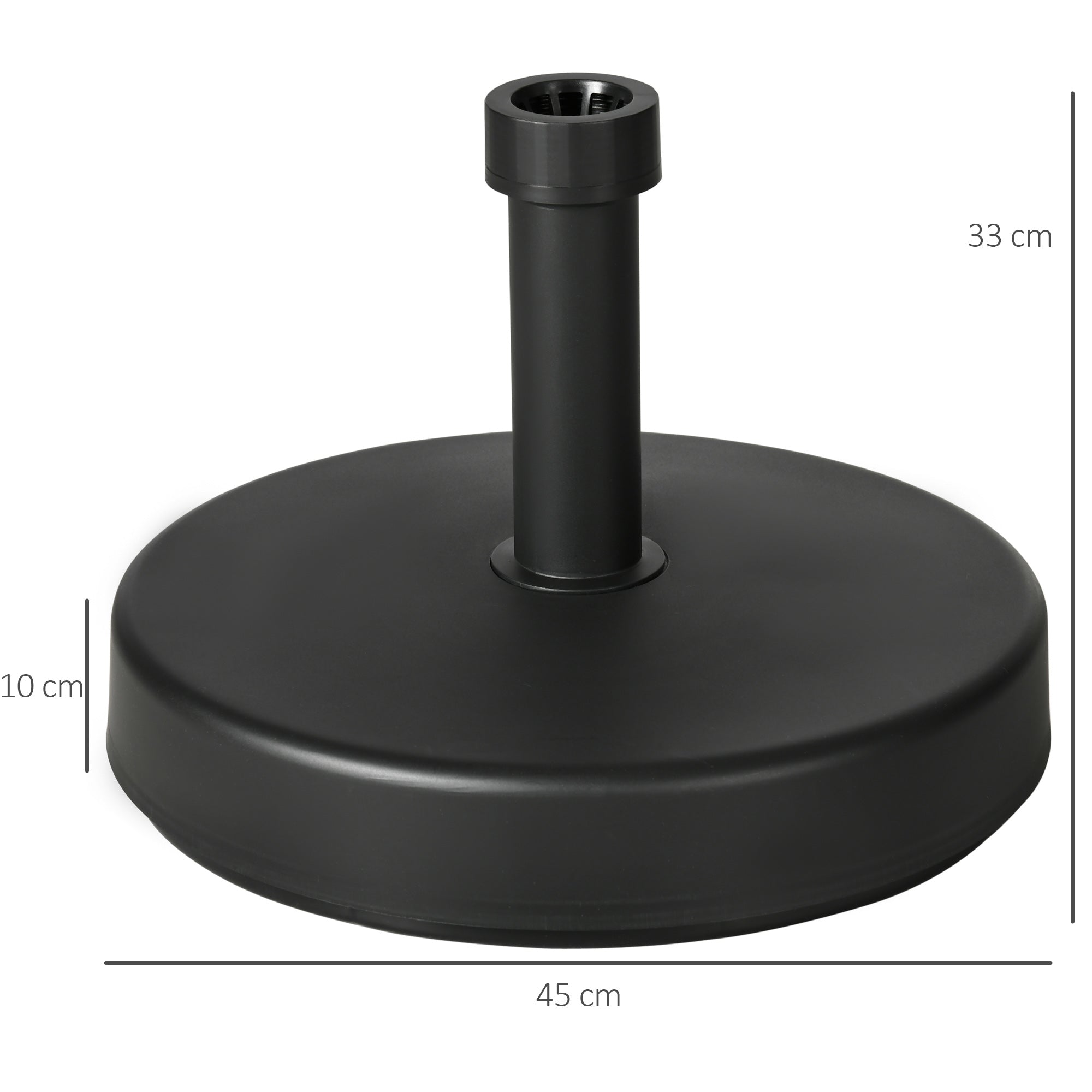 Garden Umbrella Base in PP Plastic, max 18kg Weight, Ø45x33 cm, Black
