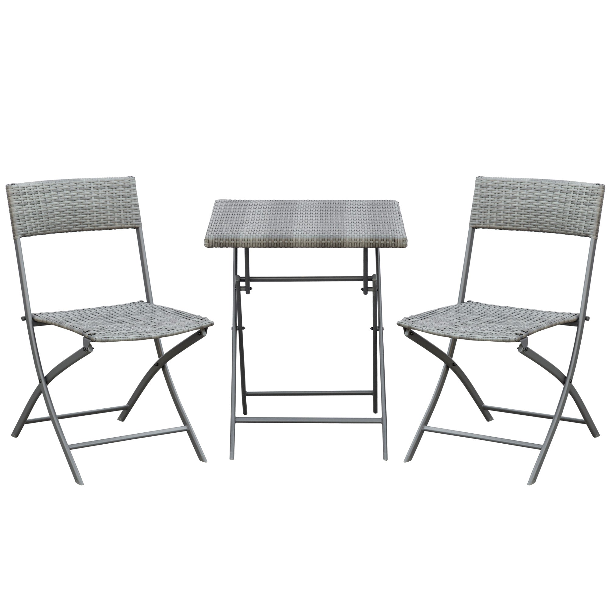 Polyrattan Garden Furniture Set, Outdoor Lounge Balcony Furniture for 2 Persons, 3-Piece Seating Group, 2 Chairs, Table, Weatherproof Garden Lounge for Garden, Terrace, Balcony, Gray