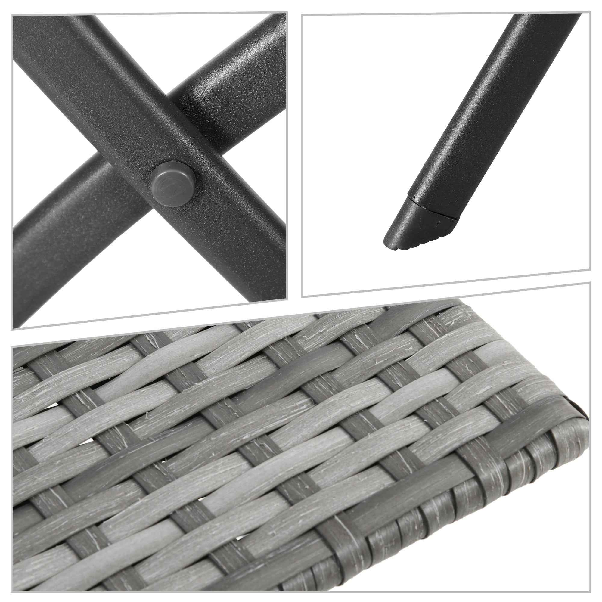 Polyrattan Garden Furniture Set, Outdoor Lounge Balcony Furniture for 2 Persons, 3-Piece Seating Group, 2 Chairs, Table, Weatherproof Garden Lounge for Garden, Terrace, Balcony, Gray