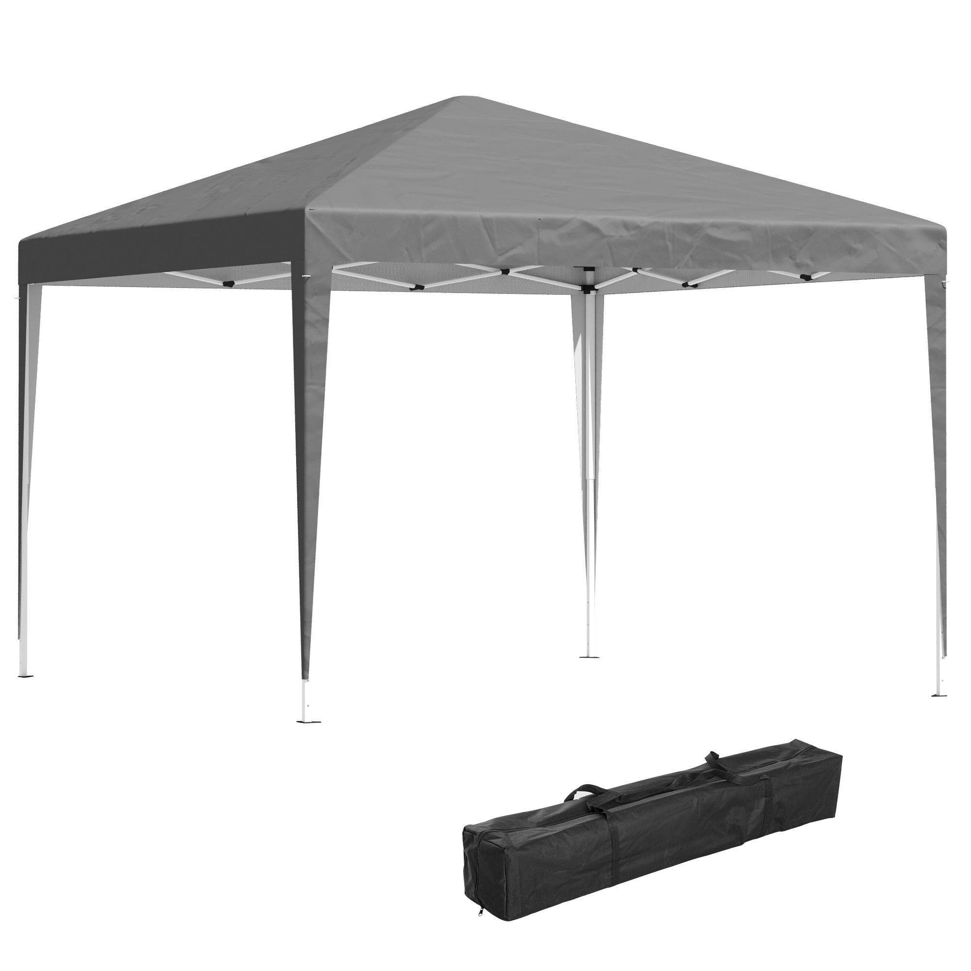 Outdoor Garden Gazebo 3x3m Folding Pop-up Gazebo Foldable Garden Marquee Anti-UV + Carry Bag Steel Oxford Grey