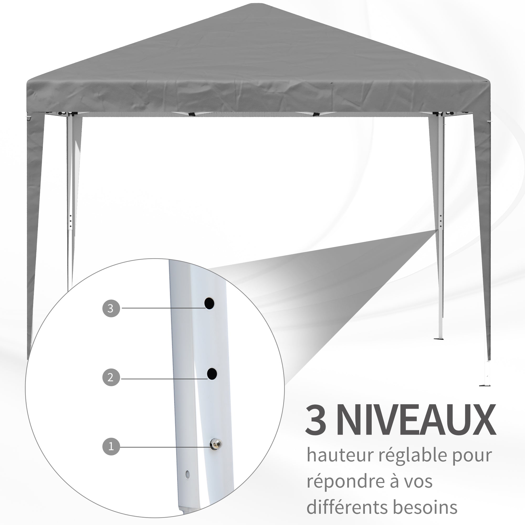 Outdoor Garden Gazebo 3x3m Folding Pop-up Gazebo Foldable Garden Marquee Anti-UV + Carry Bag Steel Oxford Grey