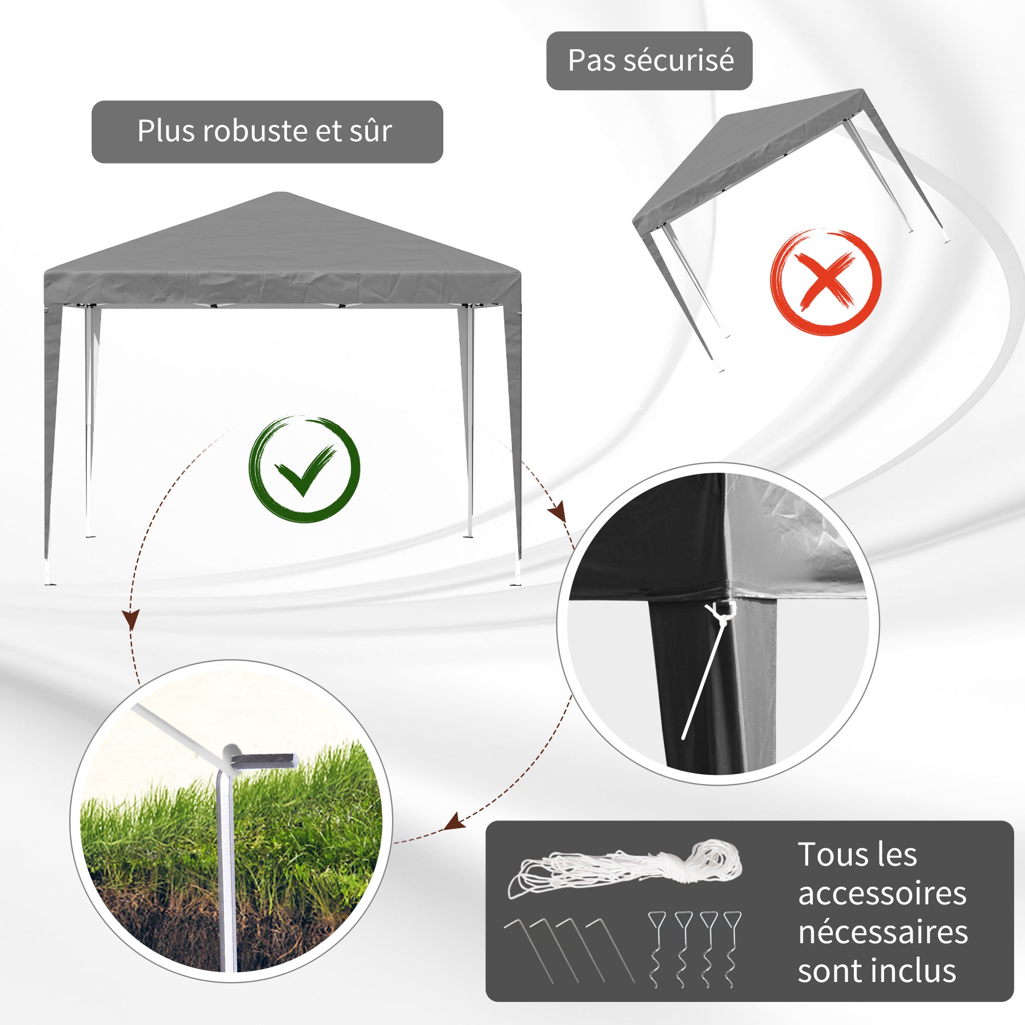 Outdoor Garden Gazebo 3x3m Folding Pop-up Gazebo Foldable Garden Marquee Anti-UV + Carry Bag Steel Oxford Grey
