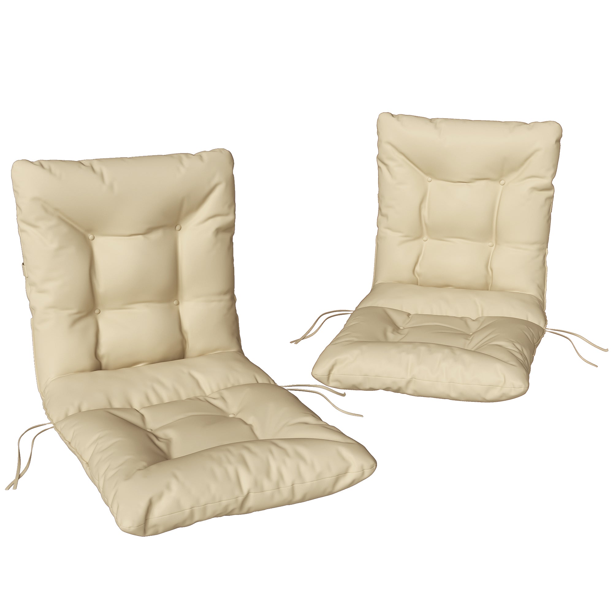 2-Pack Outdoor Chair Cushions with Ties, Indoor/Outdoor, 47.2 x 19.7 x 3.1 in, Beige
