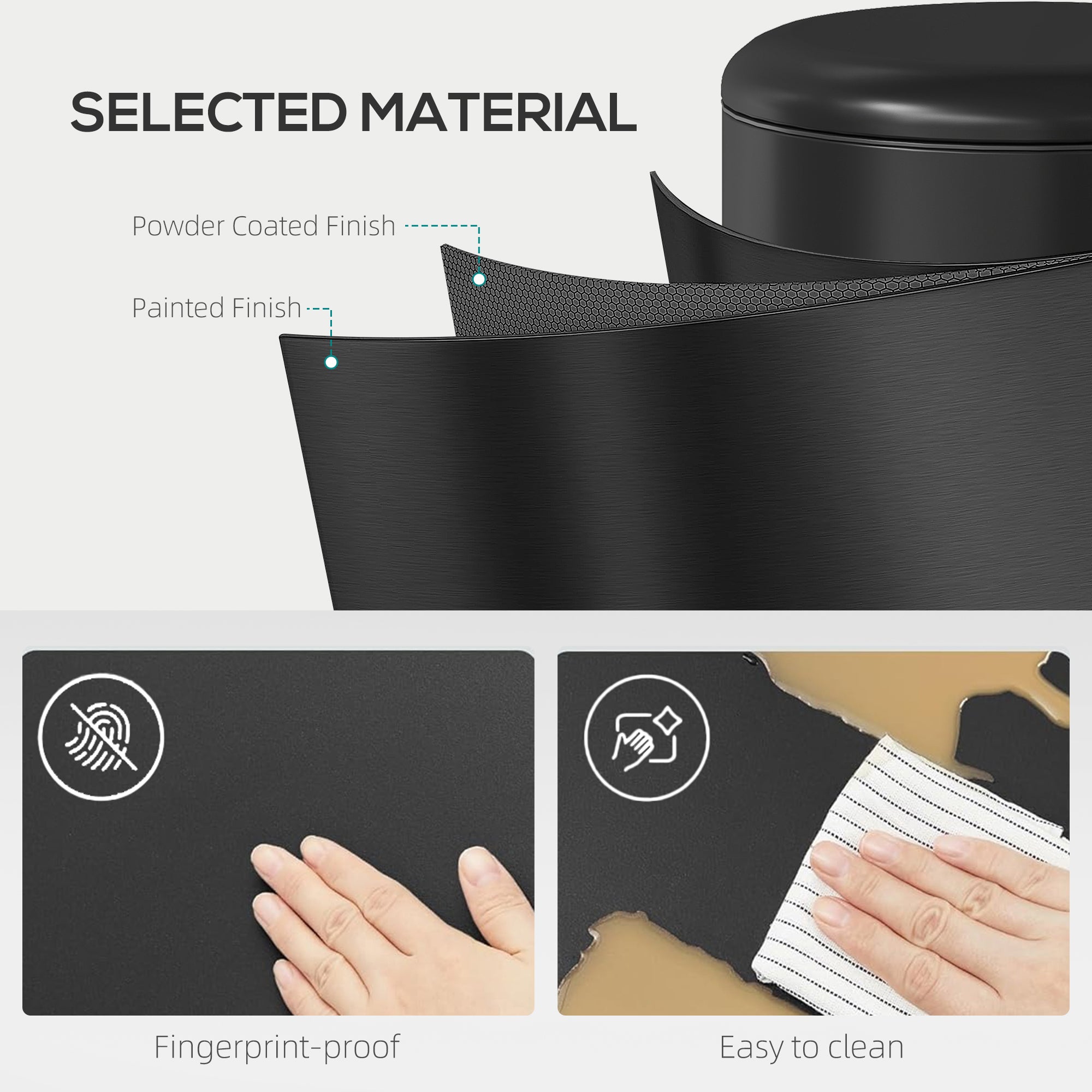 30 L Step Trash Can with Lid and Foot Pedal, Removable Inner Bin, Soft-Close for Living Room, Office — Black, 36 x 30 x 63.5 cm (14.2 x 11.8 x 25.0 in)