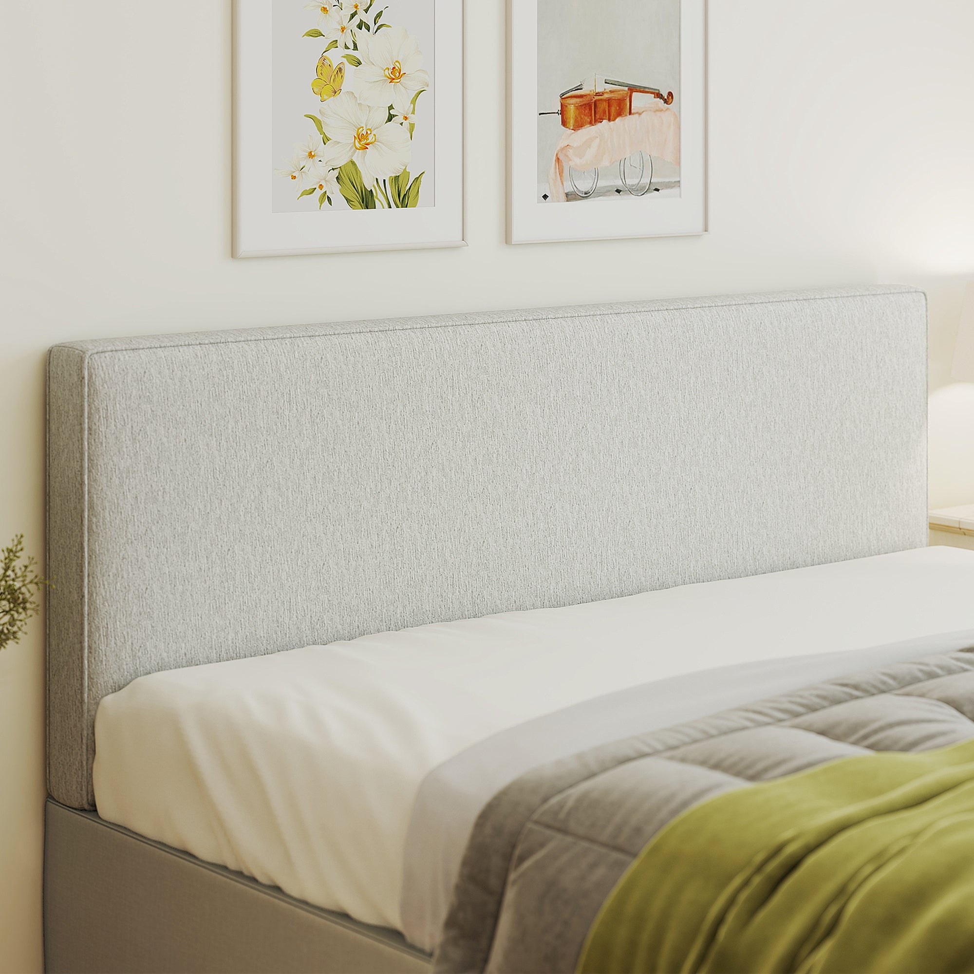 Linen-Effect Padded Floating Headboard, 63 x 24 in (Cream)