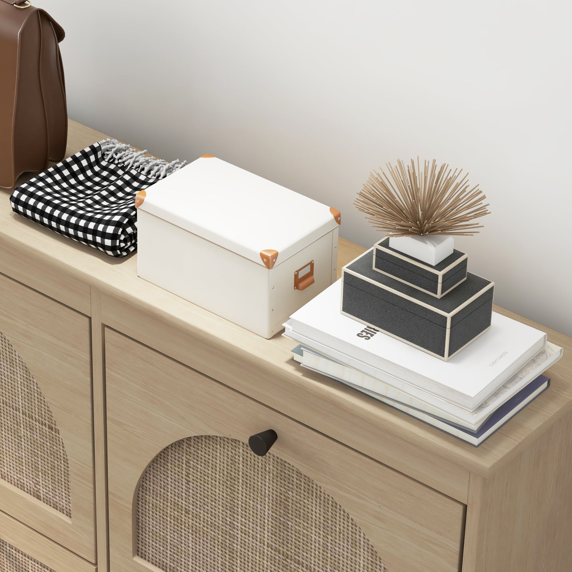 Shoe Cabinet 4 Folding Drawers Shoe Rack for 20 Pairs with Adjustable Shelf Bohemian Style Solid Wood Legs 105 x 24 x 97.5 cm Natural