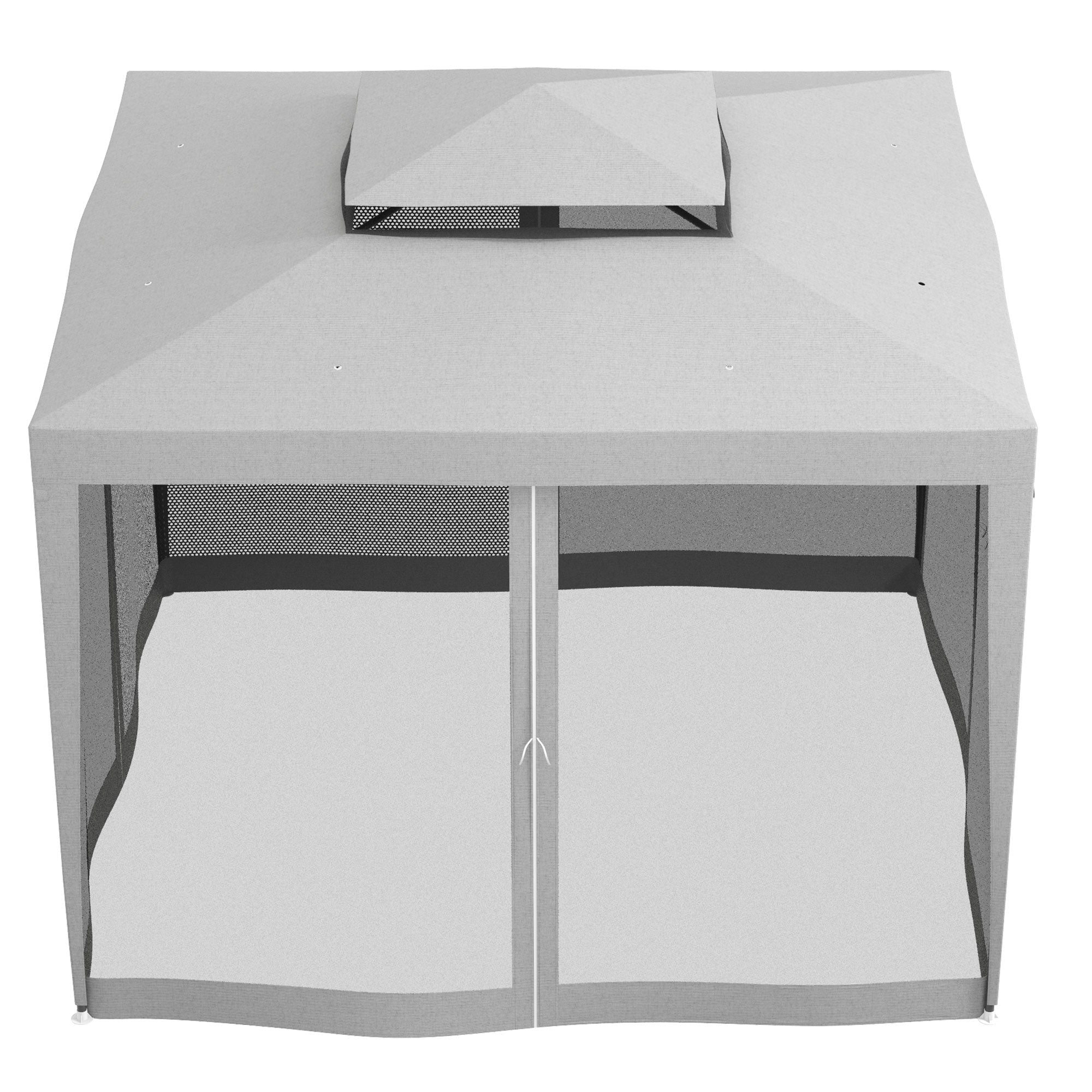 3x3m Garden Gazebo Detachable Outdoor Canopy with 4 Side Mosquito Mesh Curtains Double Roof and Anti-UV Waterproof Metal Frame Pavilion for Patio Gray