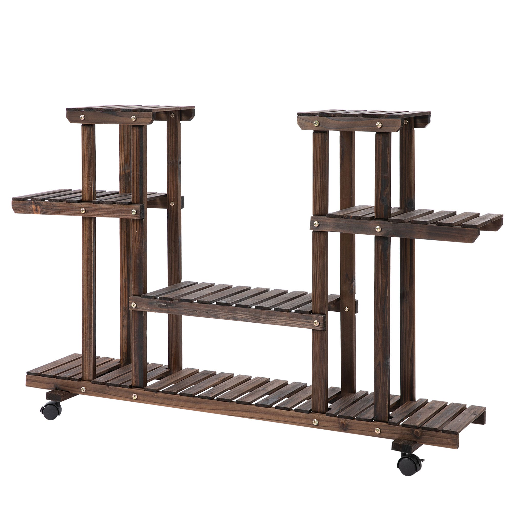 4-tier Plant Stand, 80cm High Flower Stand for Indoor Outdoor, Wooden Plant Shelf, Multi-layer Flower Rack, Flower Stand Flower Pot Stand for Living Room, Garden Balcony, Charcoal