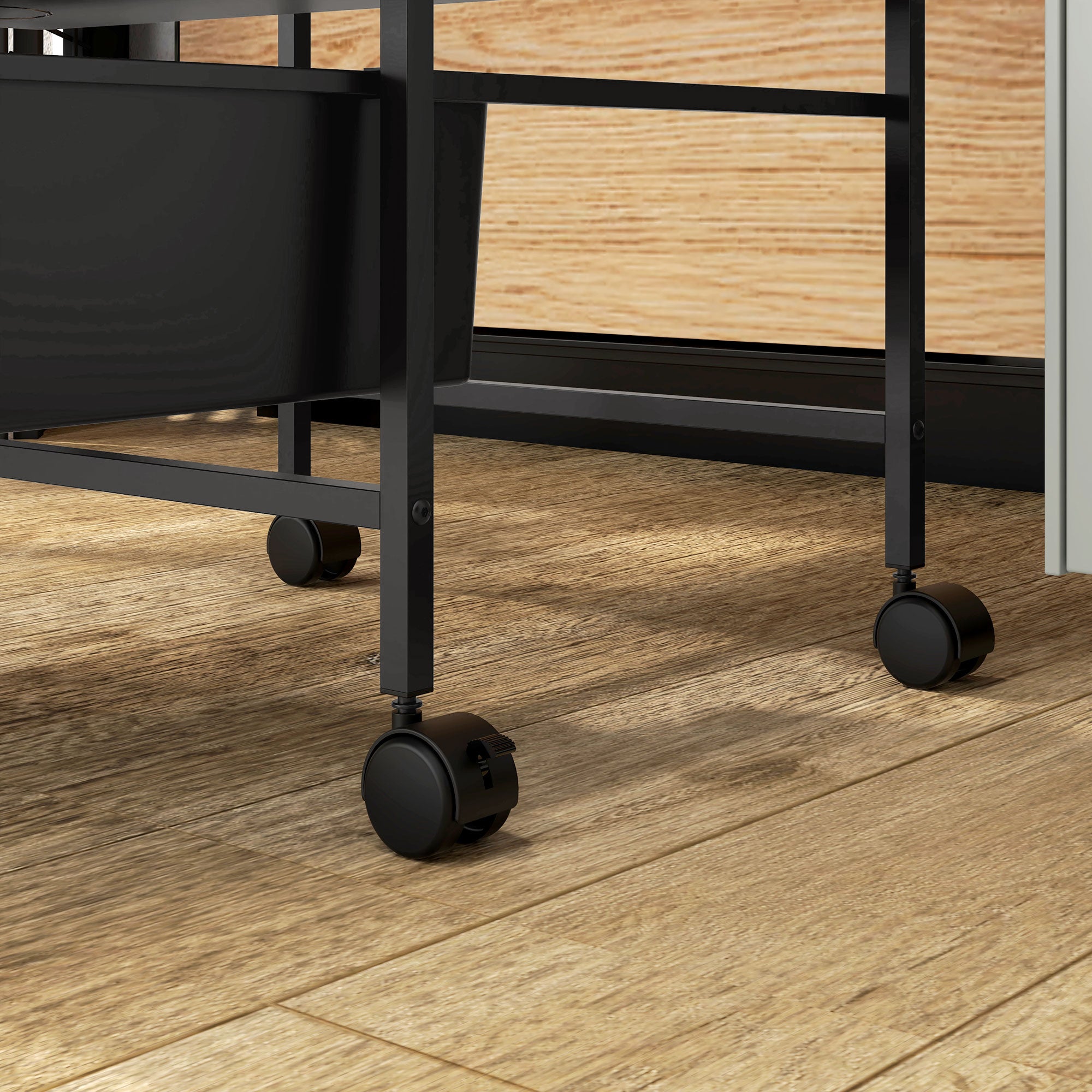 Serving Cart with 3 Levels Kitchen Trolley with Handle and Wheels Utility Cart with 3 Spacious Baskets Kitchen Shelf Kitchen Trolley for Kitchen Office Bathroom, Black