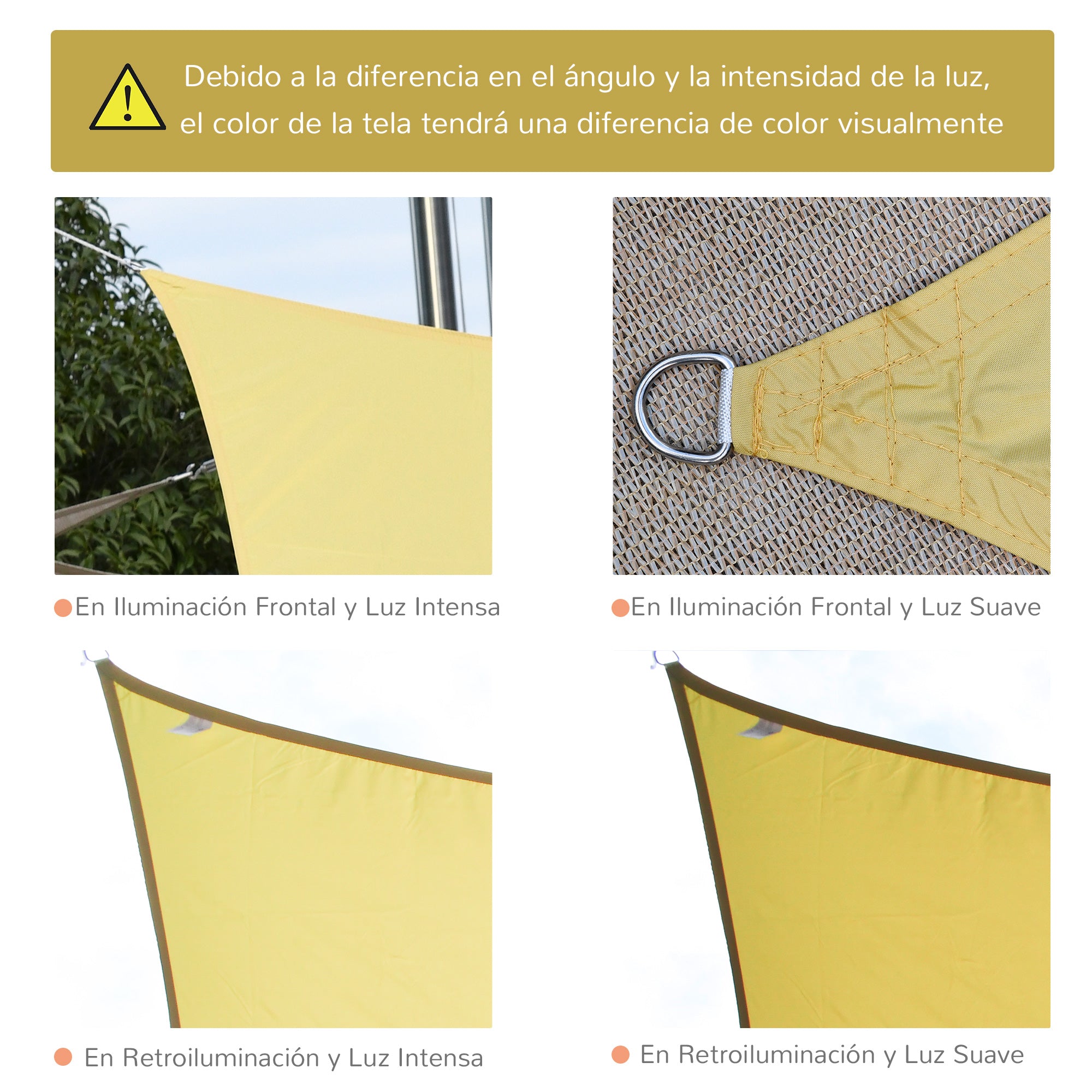 Rectangle Sail Shade 3x4m Sun Shade Sail for Terrace Garden Camping Water Resistant UV Protection Polyester Sand Color